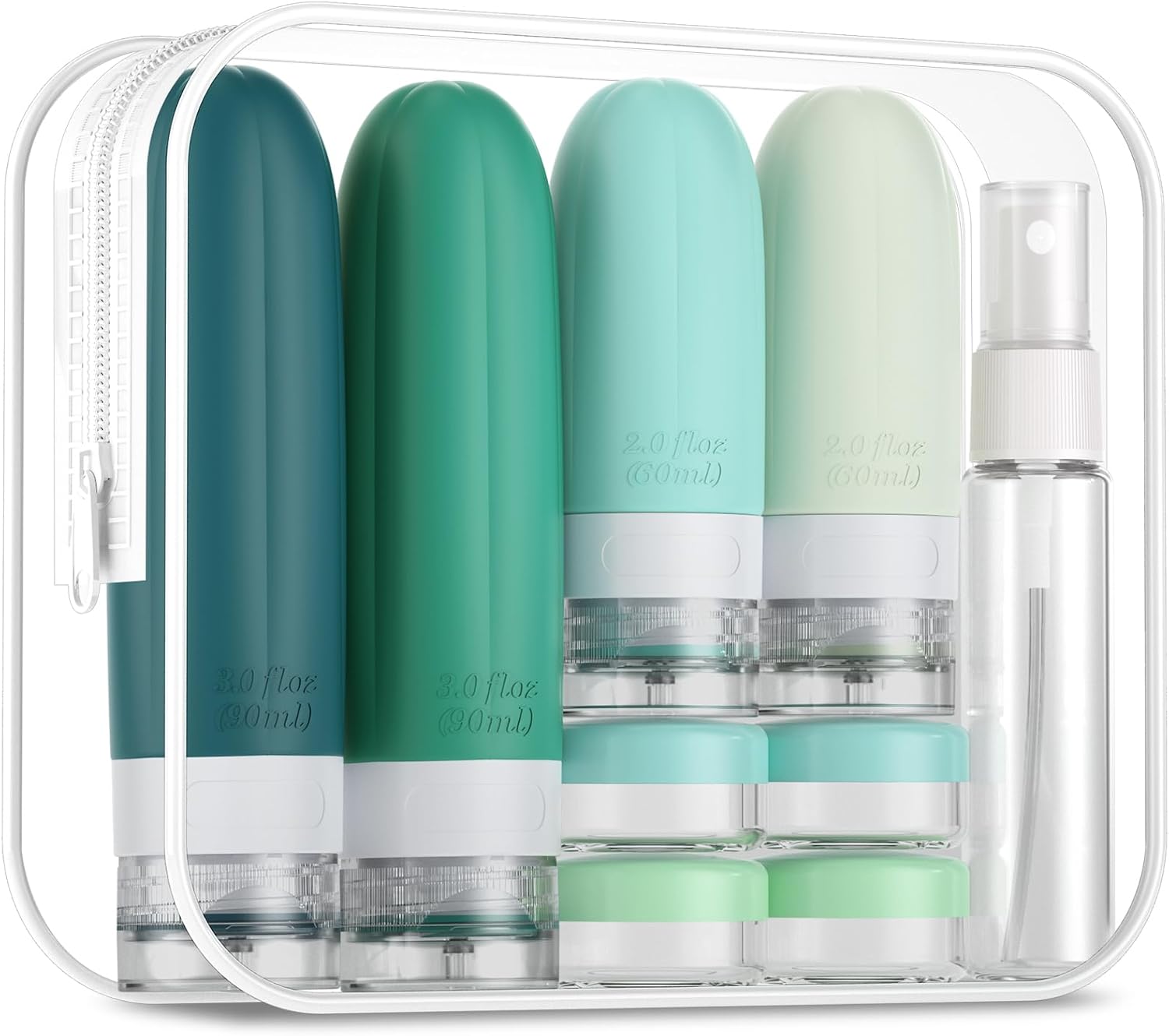 Gemice 16 Pack Travel Bottles Set, CAA Approved Leak Proof Silicone Squeezable C...