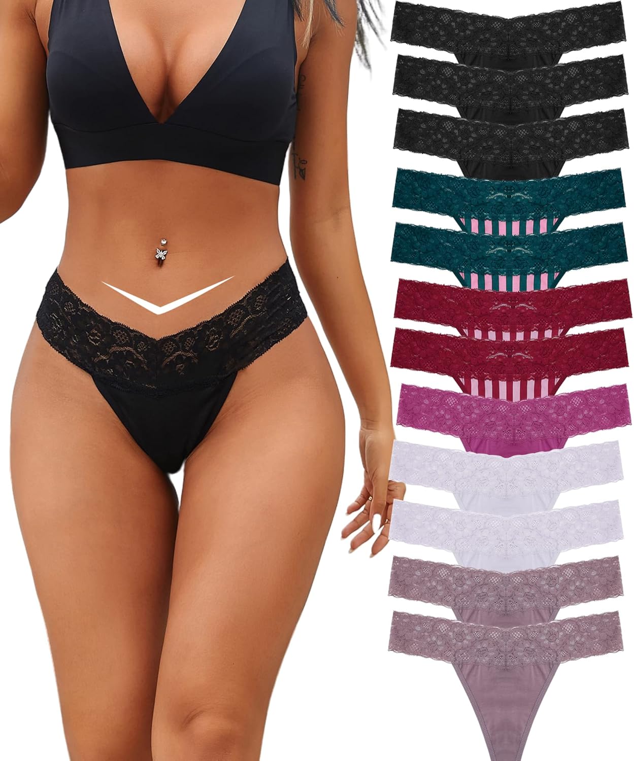 BeReady Cotton Thongs for Women Lace Underwear Wom...