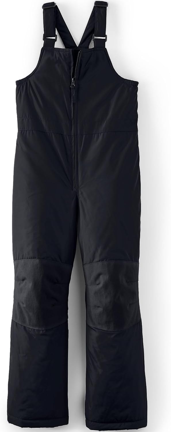 Lands' End Kids Iron Knee Insulated Winter Snow Bibs 10-12 Black