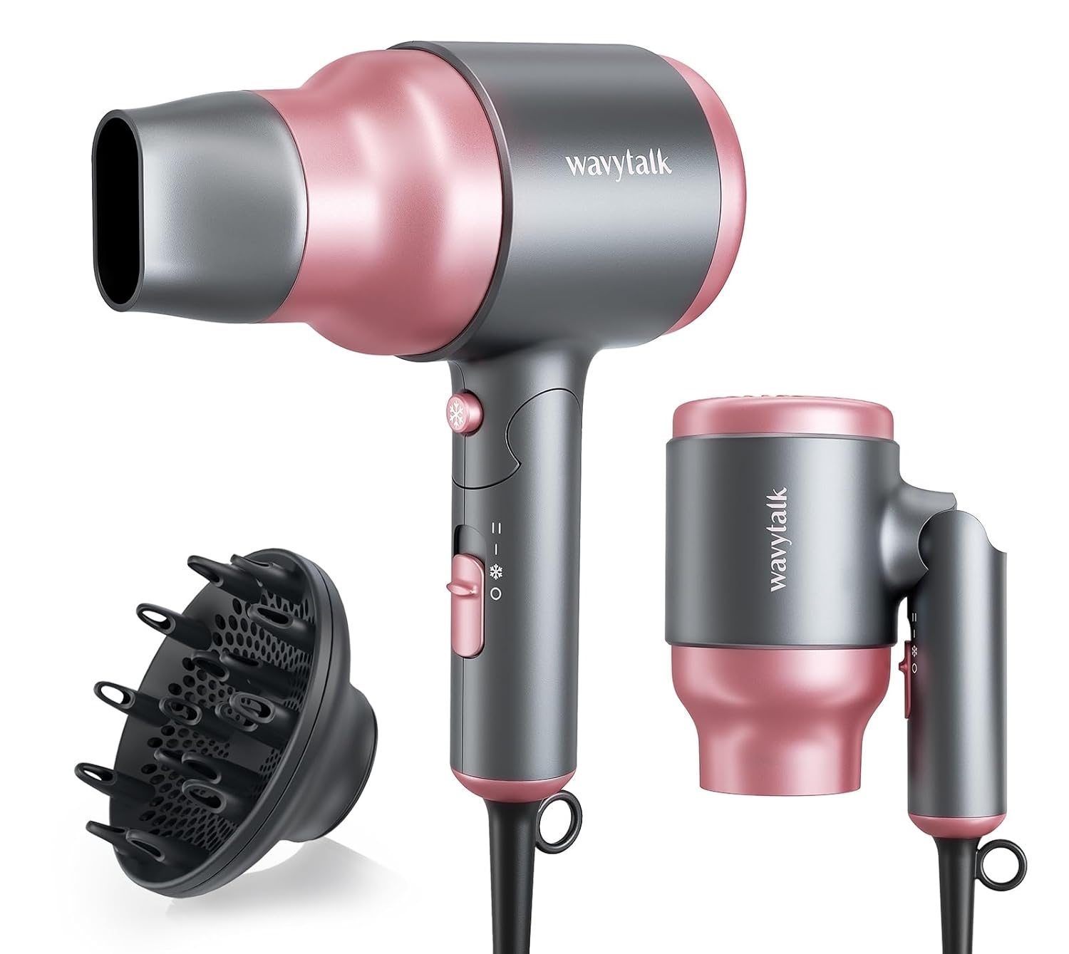 Wavytalk Portable Hair Dryer with Diffuser, Foldab...