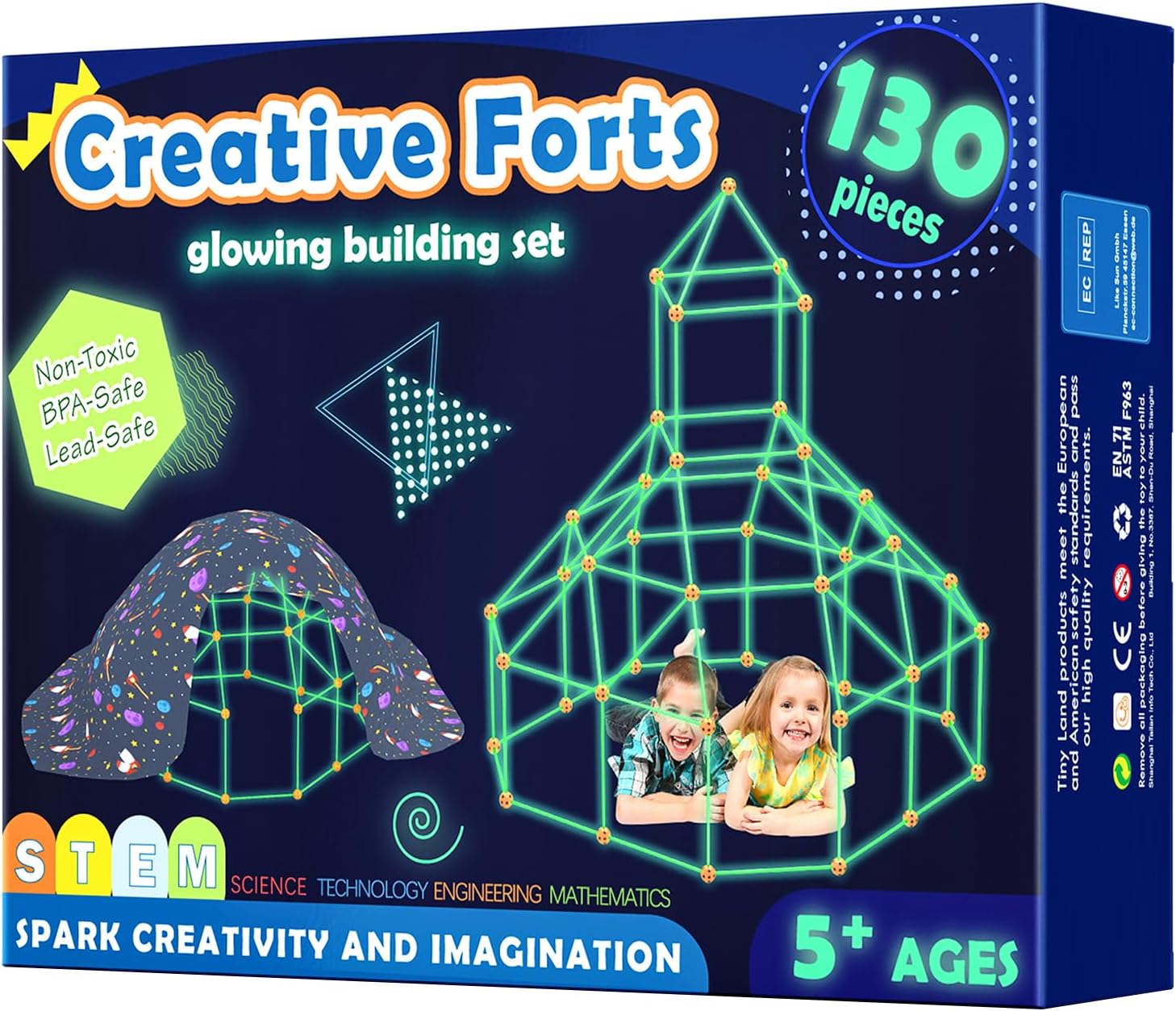 Tiny Land Glow Fort Building Kit for Kids Creative Fort Indoor & Outdoor Constru...