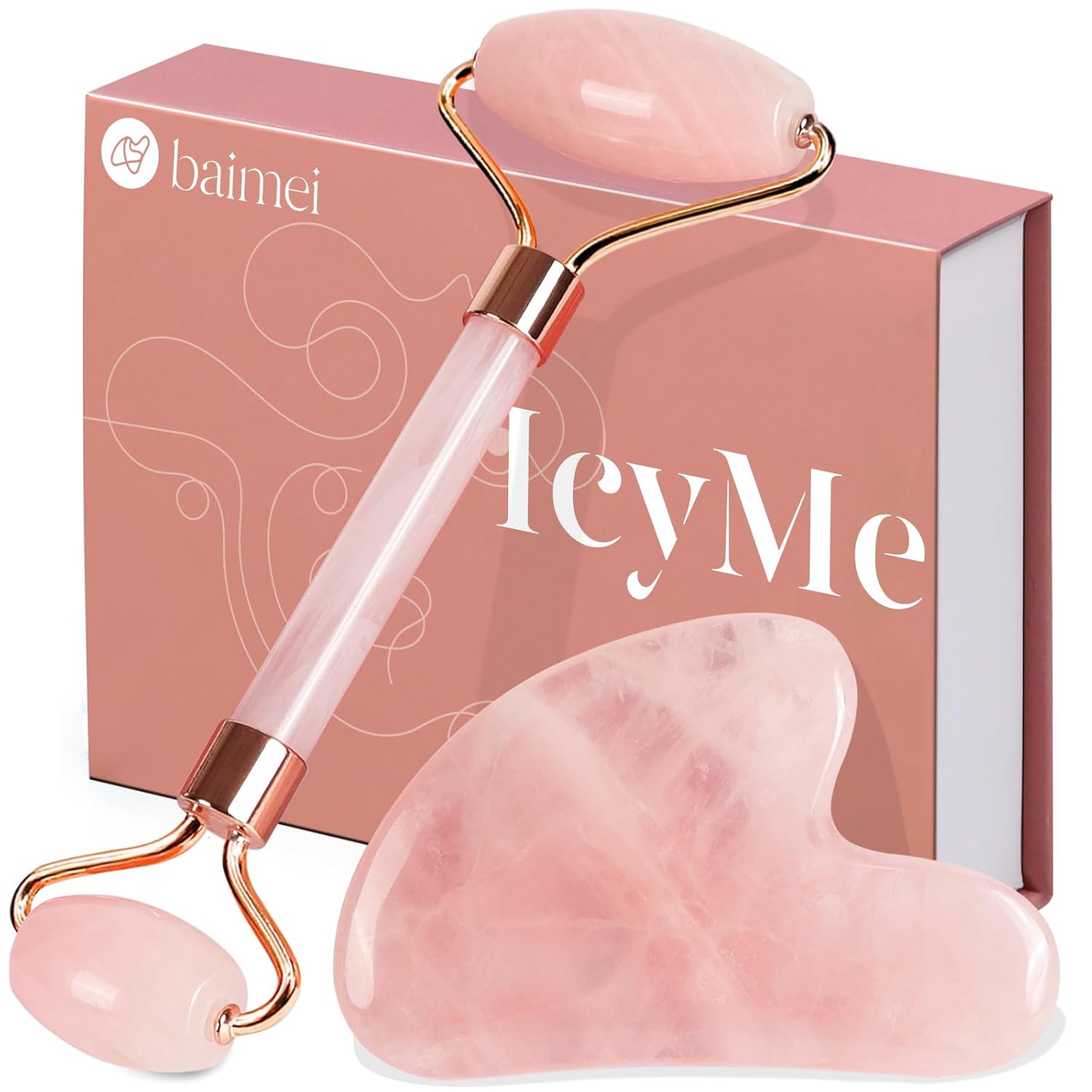 BAIMEI IcyMe Jade Roller & Gua Sha, Face Roller Redness Reducing Skin Care Tools...