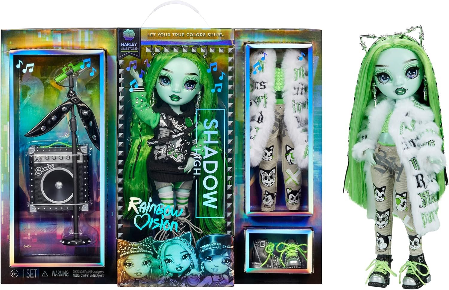Rainbow Vision Shadow High Neon Shadow- Harley Limestone (Neon Green) Posable Fa...
