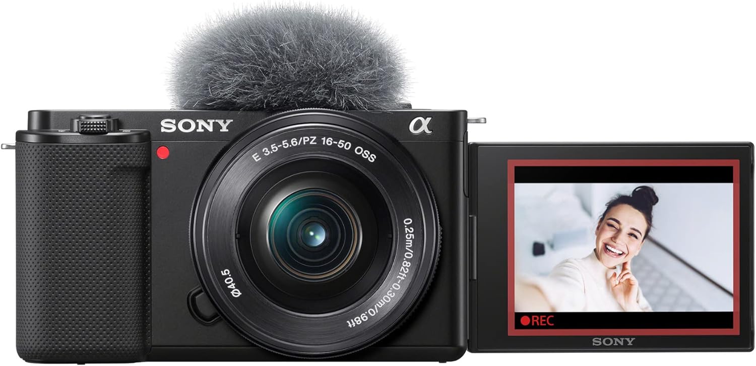 Sony Alpha ZV-E10 - APS-C Interchangeable Lens Mirrorless Vlog Camera Kit - Blac...