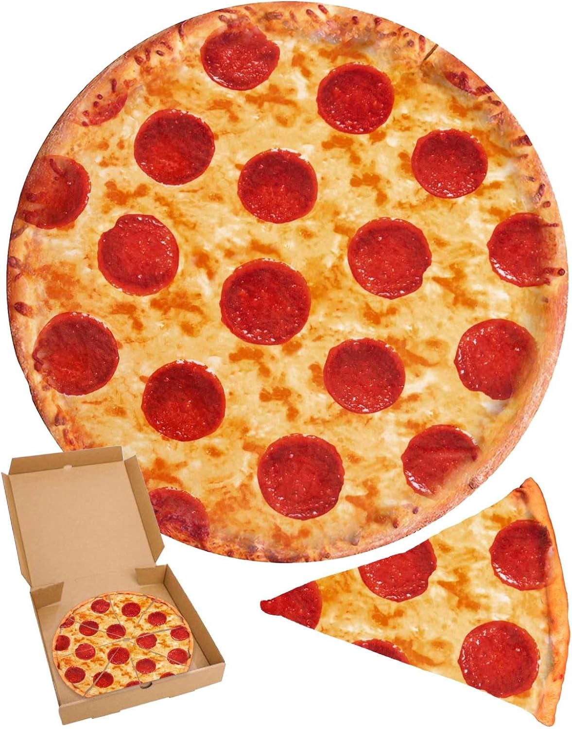 RAINBEAN Pizza Blanket, Round Novelty Food Wrap Blanket Creative Bed Throw, Comf...