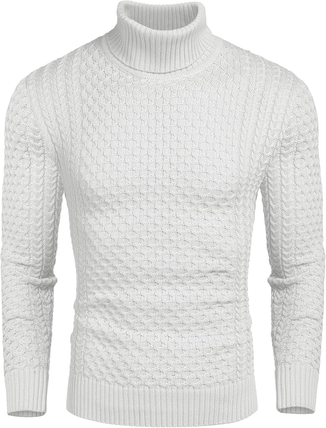 COOFANDY Men's Slim Fit Turtleneck Sweater Casual Knitted Twisted Pullover Solid...