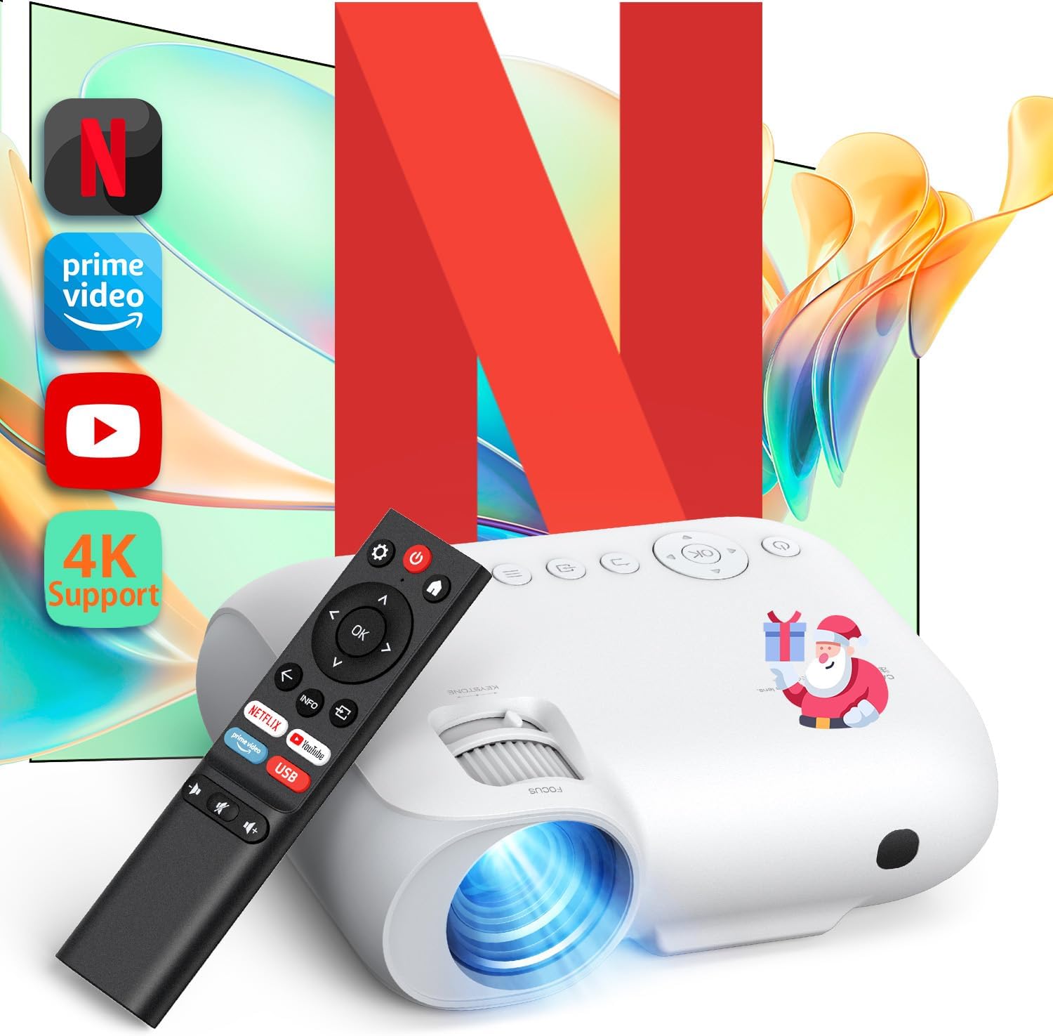 YOTON Y9 Projector 4K【Netflix/Prime Video/YouTube Official】, Portable Projecto...