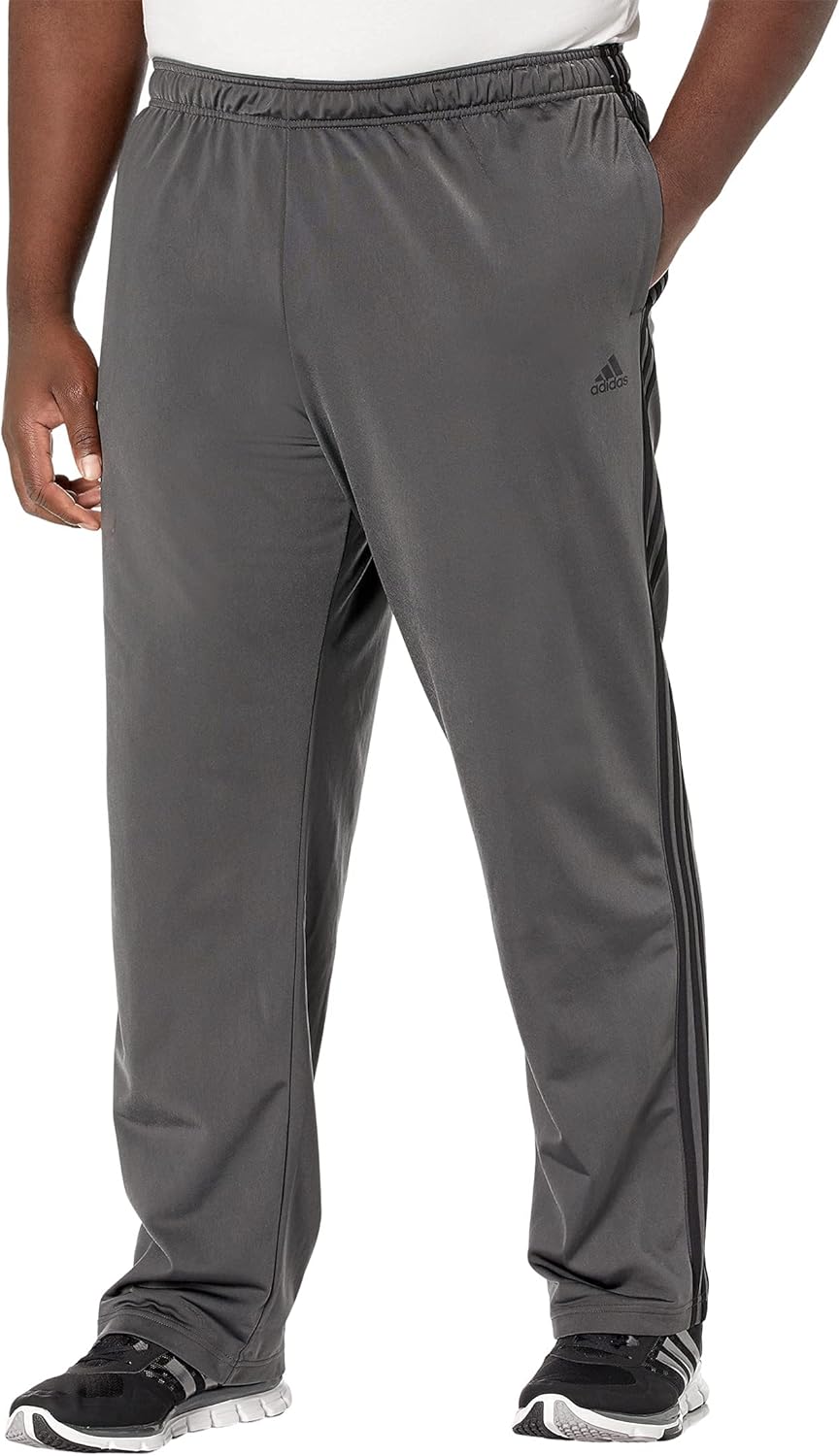 adidas Men's Essentials Warm-up Open Hem 3-stripes Tracksuit Pants Large Dark Gr...
