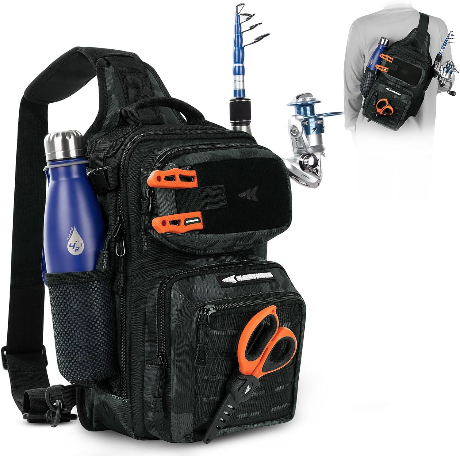 KastKing BlowBak Tactical Fishing Sling Tackle Bag-Lightweight Fishing Backpack-...