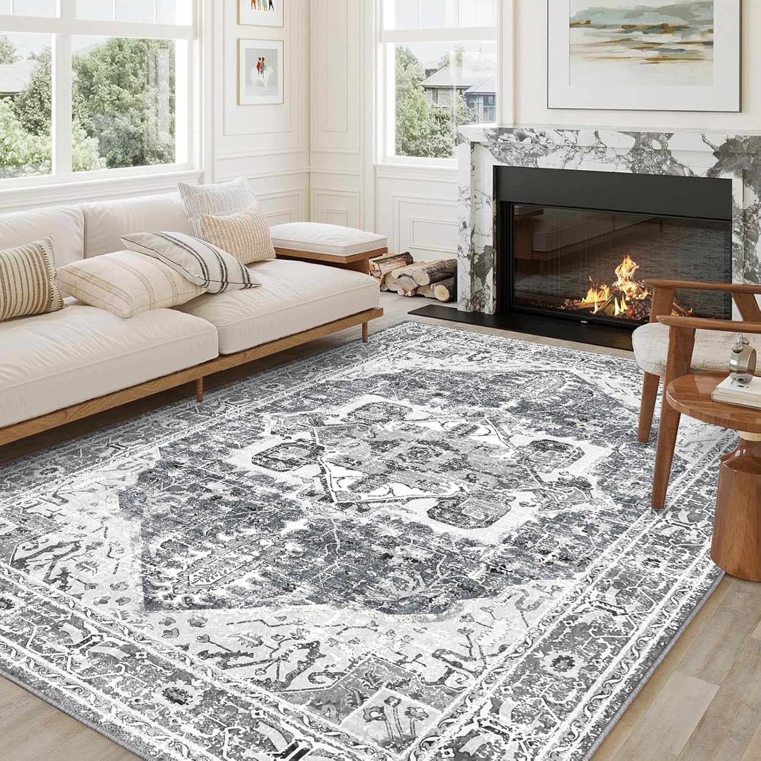 6x9 Area Rugs - Machine Washable Area Rugs 6x9 for Living Room, Soft Washable Ru...
