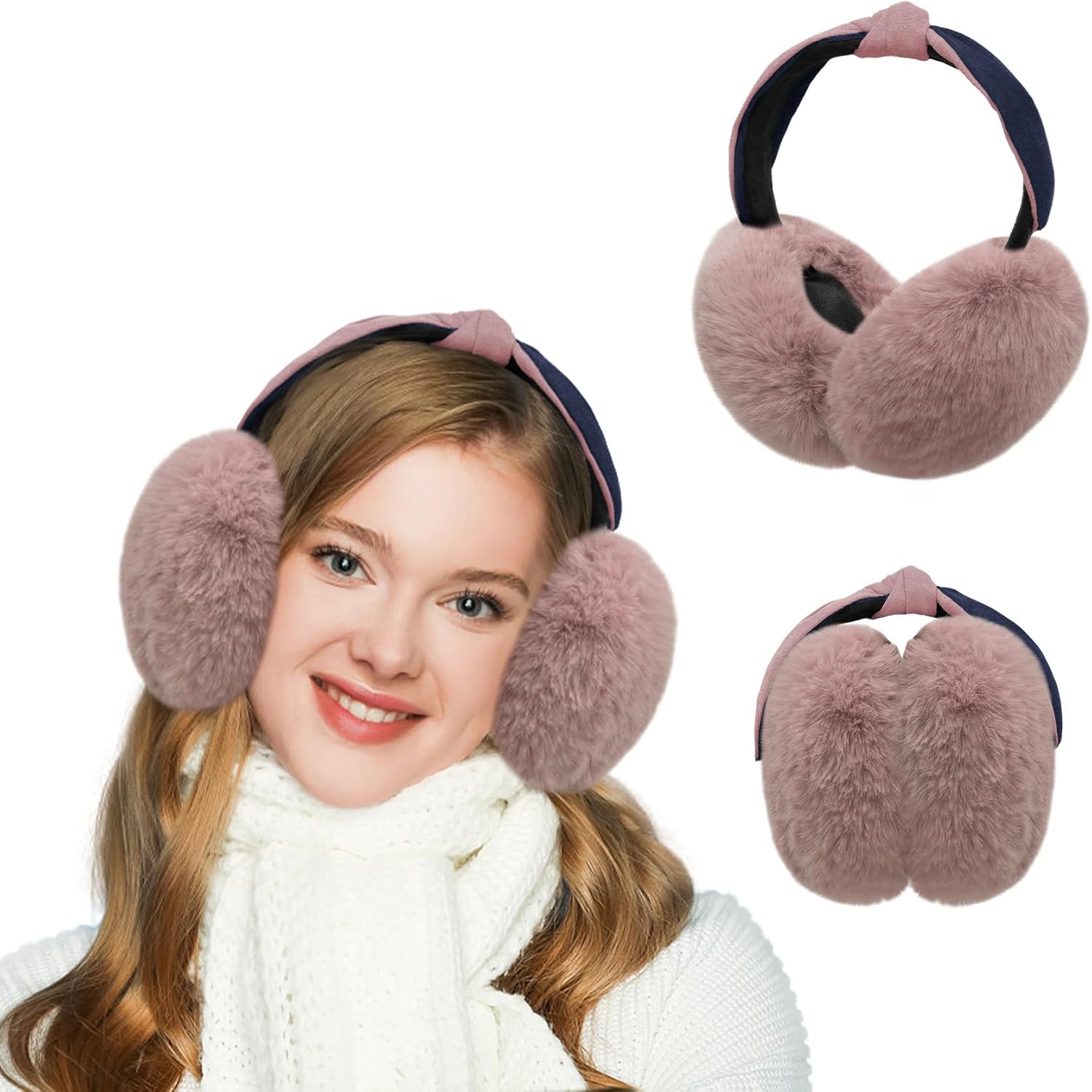 Justay Comf Foldable Ear Muffs Women Soft Thermal Fluffy Faux Fur Ear Warmers Ea...