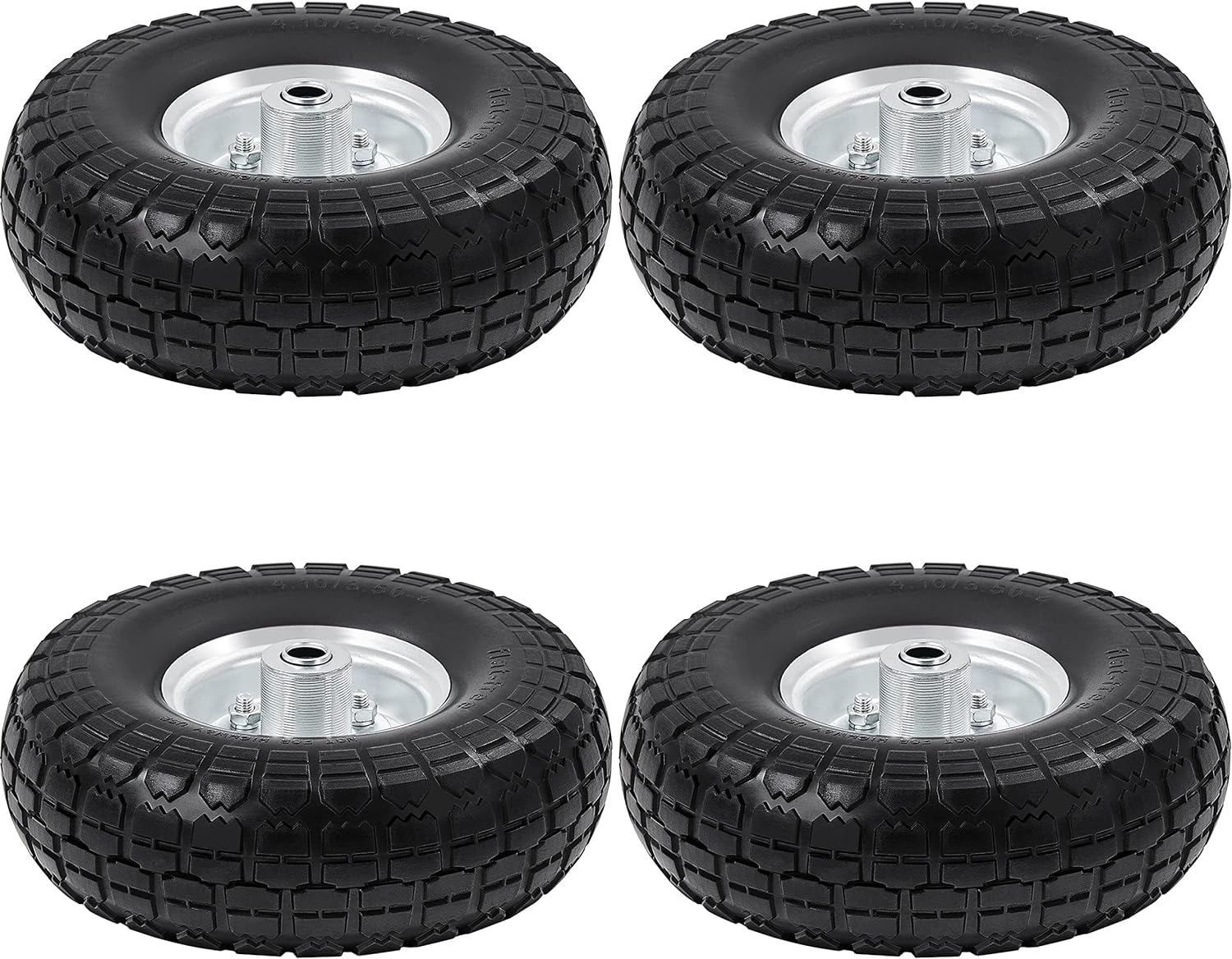 Yaheetech 10in Wheelbarrow Wheels Tyre Set of 4PCs Puncture Proof, Solid Wheelba...