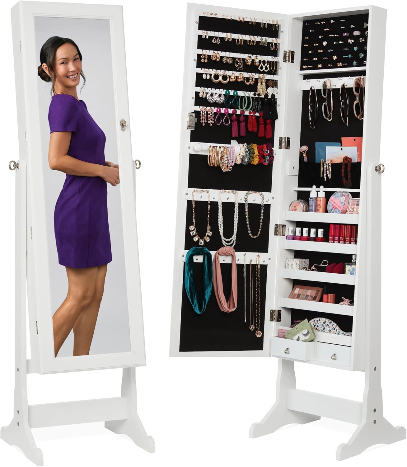 Best Choice Products Freestanding Jewelry Armoire Cabinet, Full Length Standing...