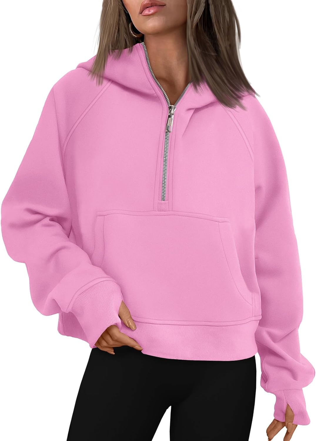 AUTOMET Womens Hoodies Half Zip Sweatshirts Fleece Jackets Tops Oversized Pullov...