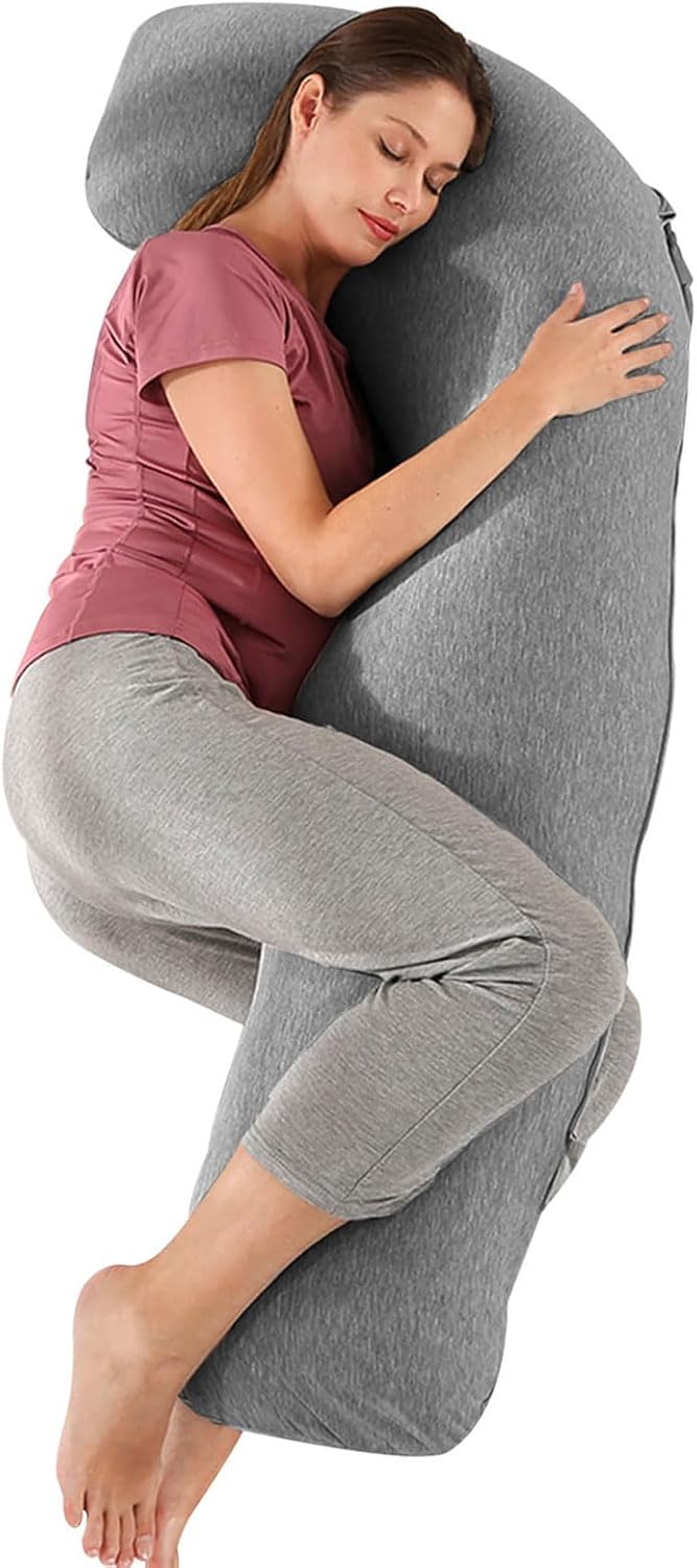SHANNA Full Body Maternity Pillow, J Shape Pregnancy Pillow, Long Nursing and Su...