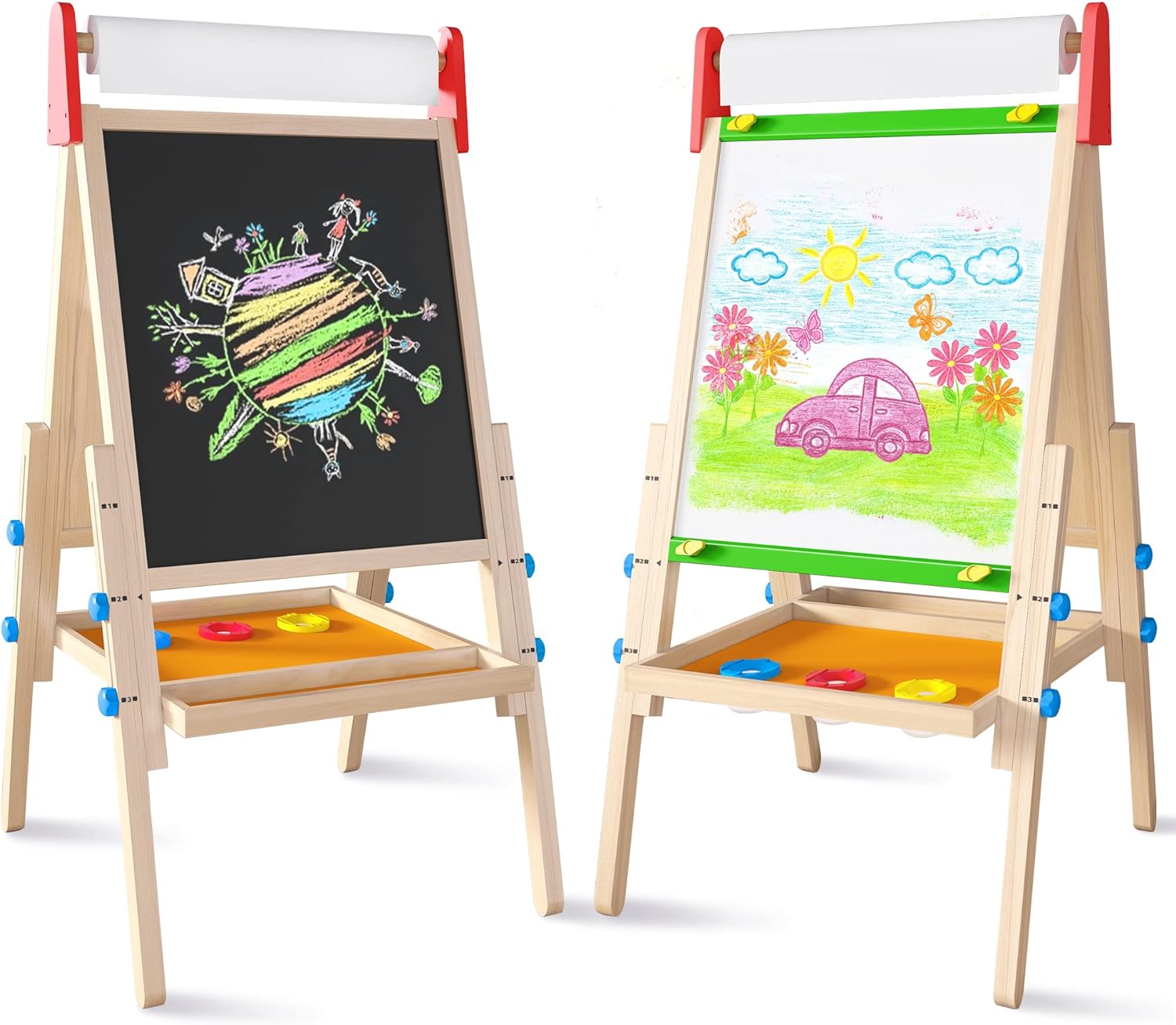 Tiny Land Easel for Kids with 2 Drawing Paper Roll, Learning-Toy for 3,4,5,6,7,8...