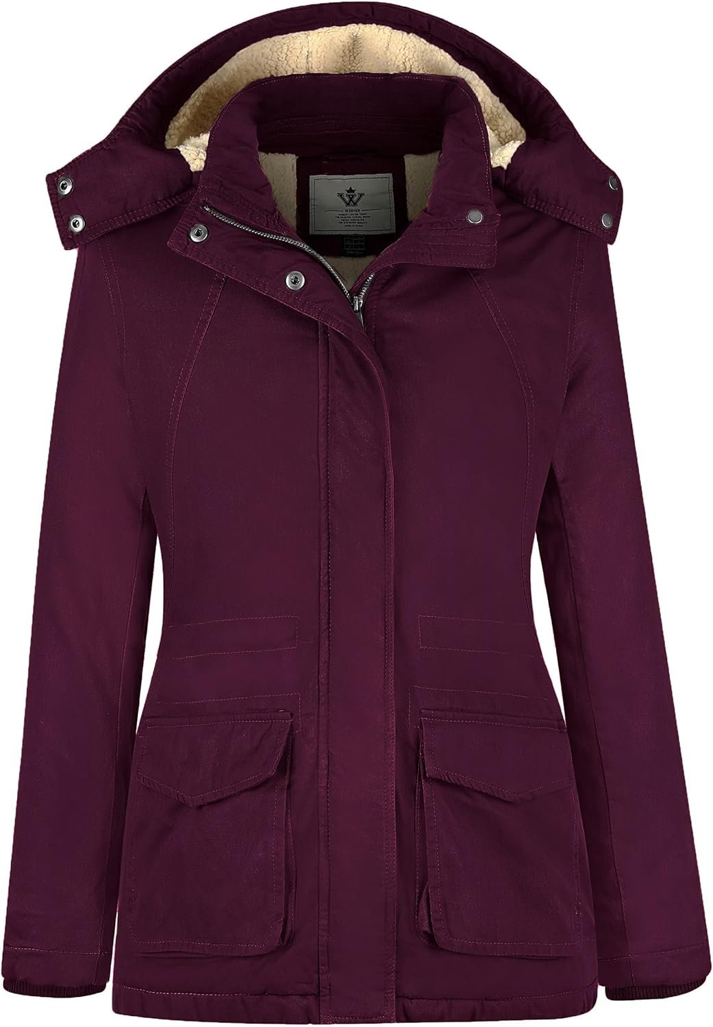 WenVen Women's Winter Warm Sherpa Lined Jacket Heavy Parka Coat with Hood Large...