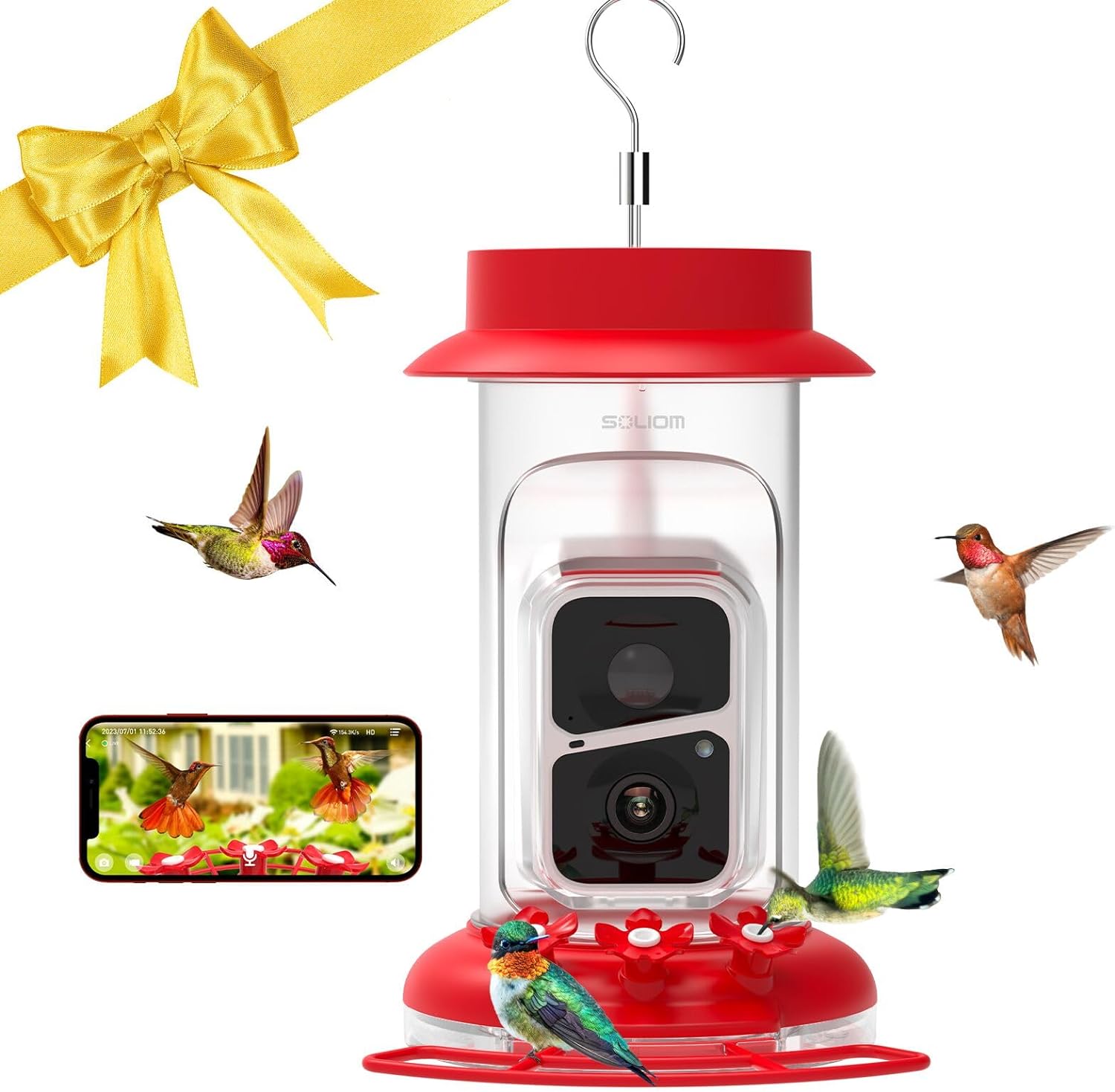 Soliom Humbirdy-The Original Hummingbird Feeder Camera with Ant Moat,Bee Proof,A...