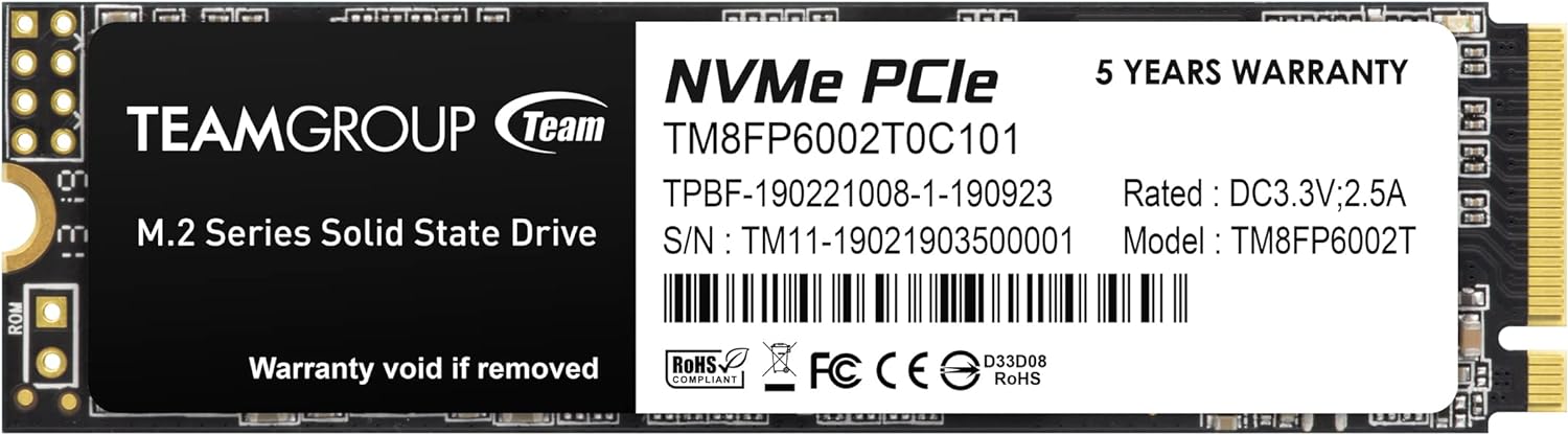 TEAMGROUP MP33 2TB SLC Cache 3D NAND TLC NVMe 1.3 PCIe Gen3x4 M.2 2280 Internal...