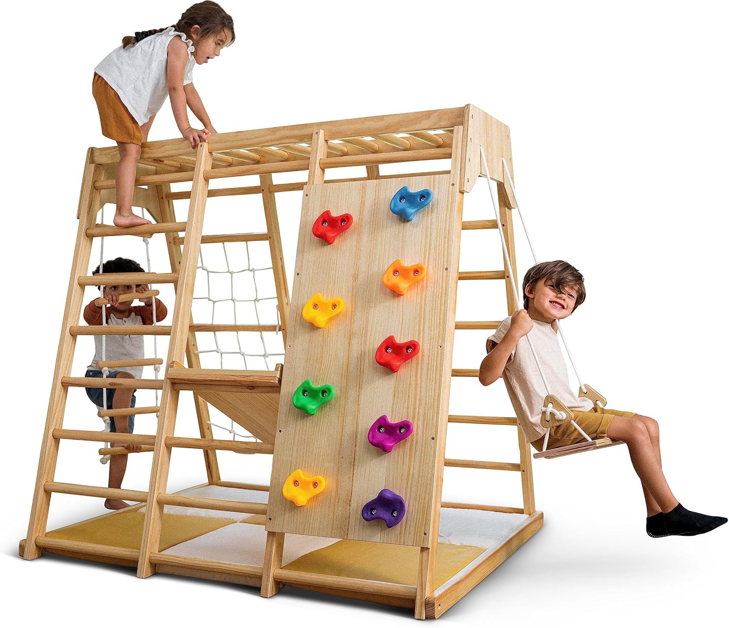 Avenlur Magnolia Indoor Playground 6-in-1 Jungle Gym Montessori Waldorf Style Wo...