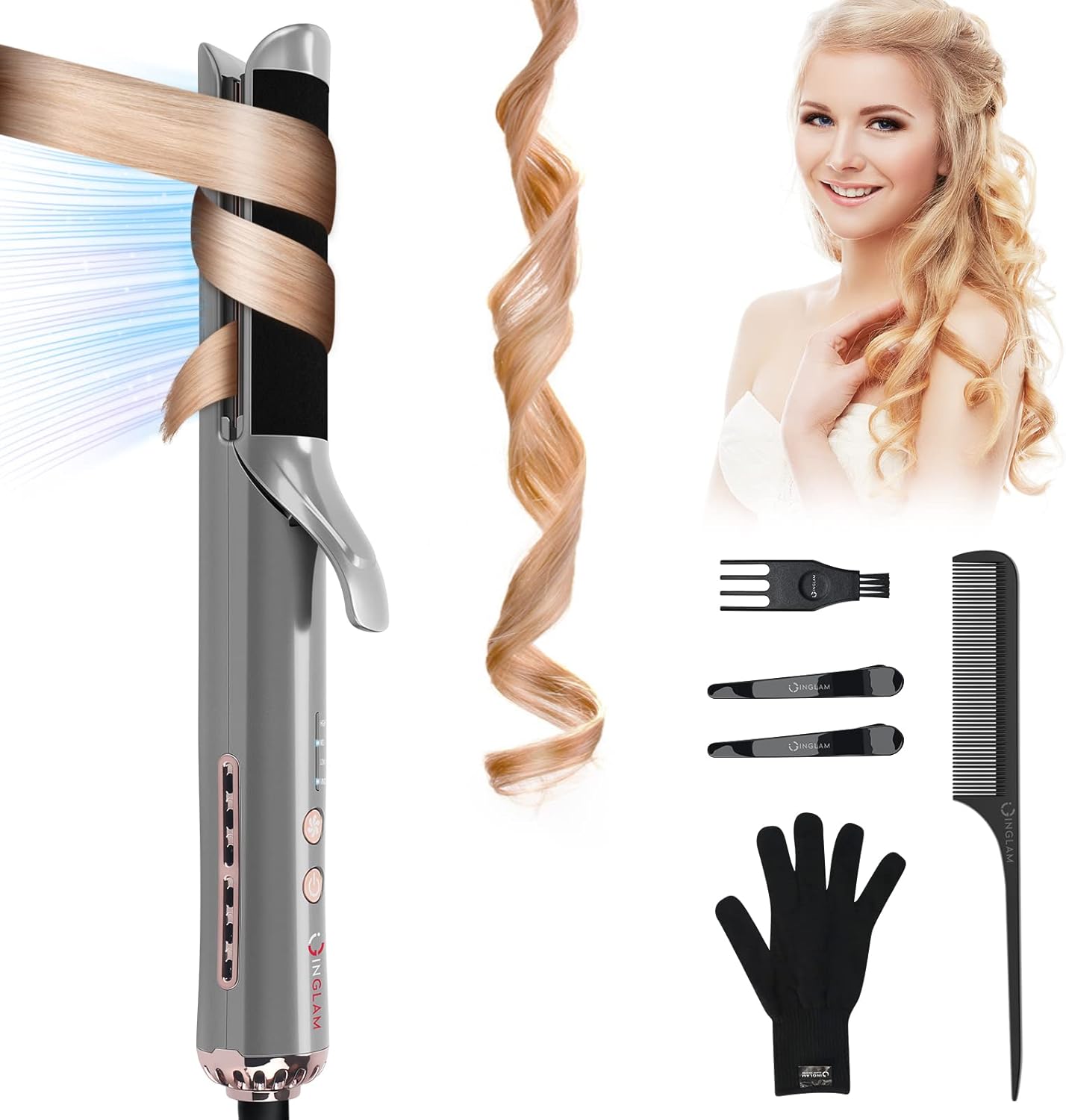 Anti Scald Airflow Styler Hair Straightener Iron with Breeze Fan & Felt Fabric,...