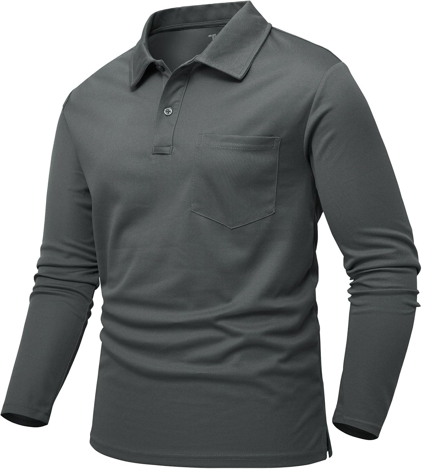 Rdruko Men's Polo with Pocket Long Sleeve Quick Dry Outdoor Golf Pullover Collar...