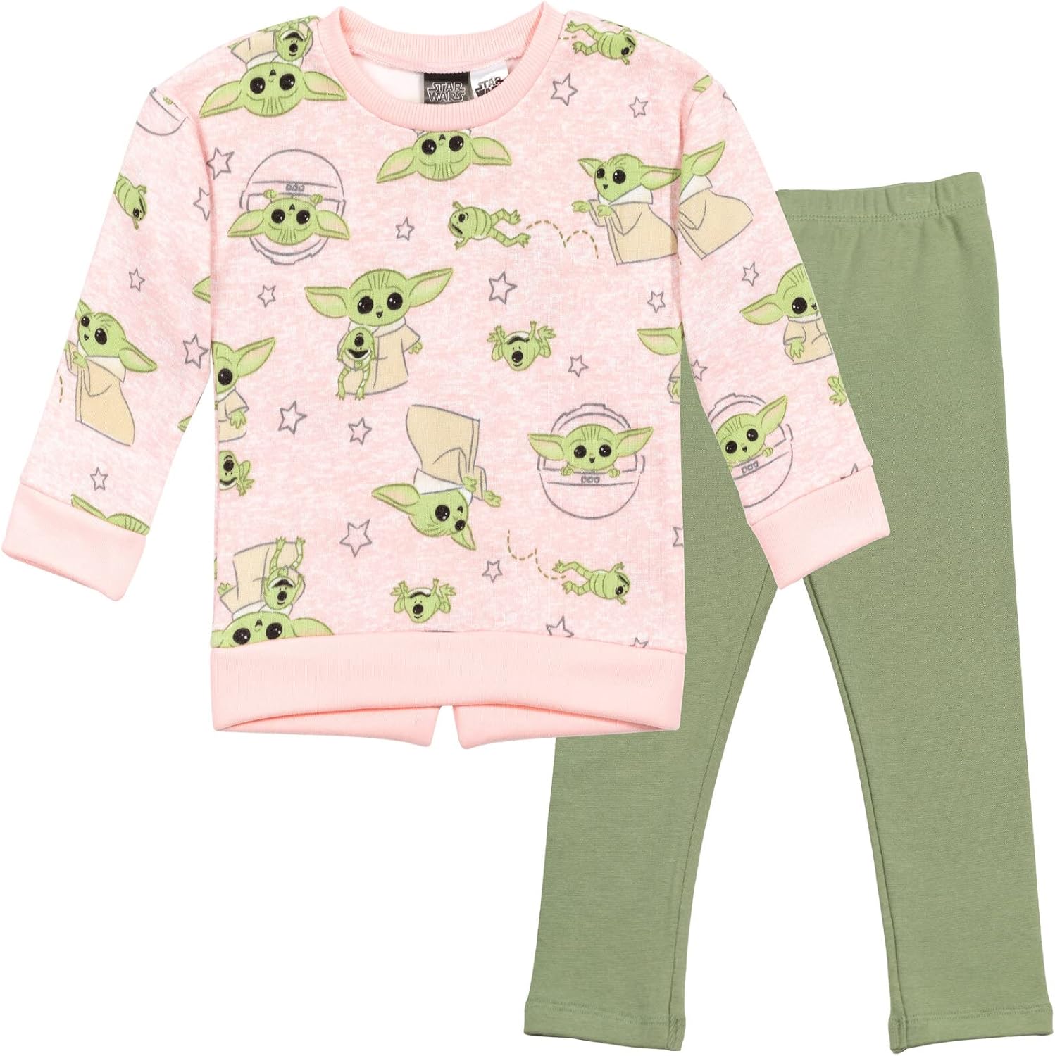 STAR WARS The Mandalorian Fleece Sweatshirt and Leggings Outfit Set Infant to Bi...