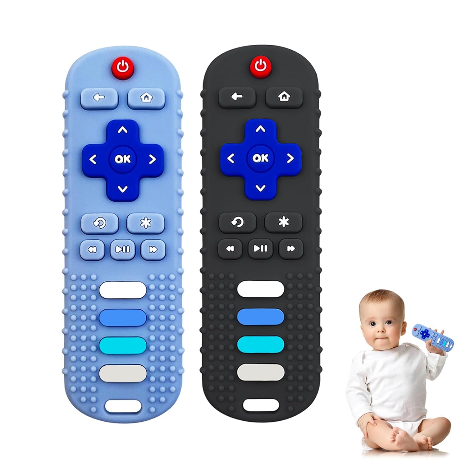 YAPROMO Baby Teething Toys, 2 Pcs TV Remote Teether for Babies, Food Grade Teeth...