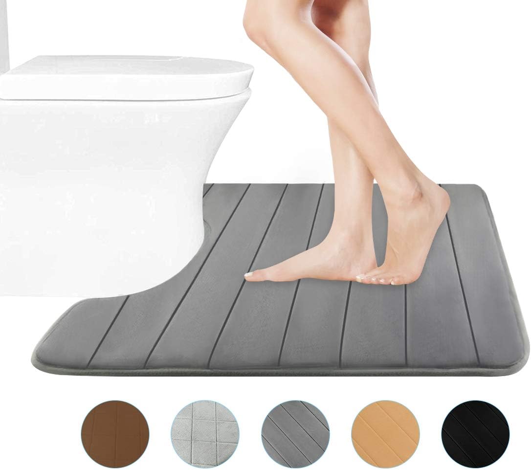 FINDNEW Contour Bath Rugs, U-Shaped Bath Mats,Soft Memory Foam Bathroom Carpet,...