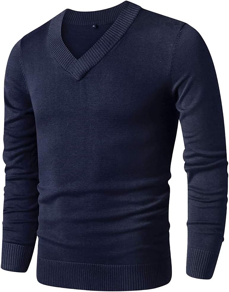 LTIFONE Sweaters for Men, Mens V Neck Sweater Slim Fit Comfortably Knitted Long...