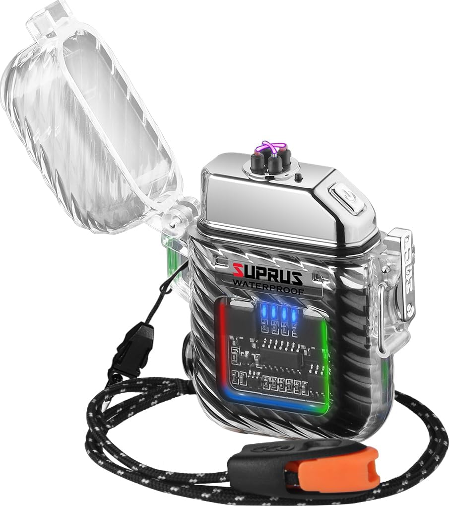 SUPRUS Luminous Lighter 3 Modes of Flashlight Windproof Waterproof Lighter Elect...