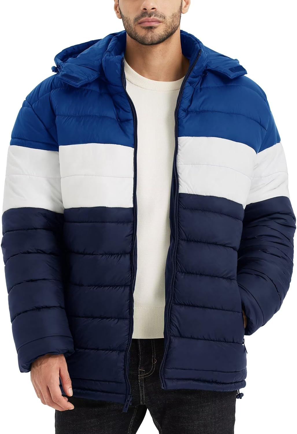 BEST SOUTH Men's Winter Puffer Jacket Hooded Puffy Fleece Warm Lightweight Coat...