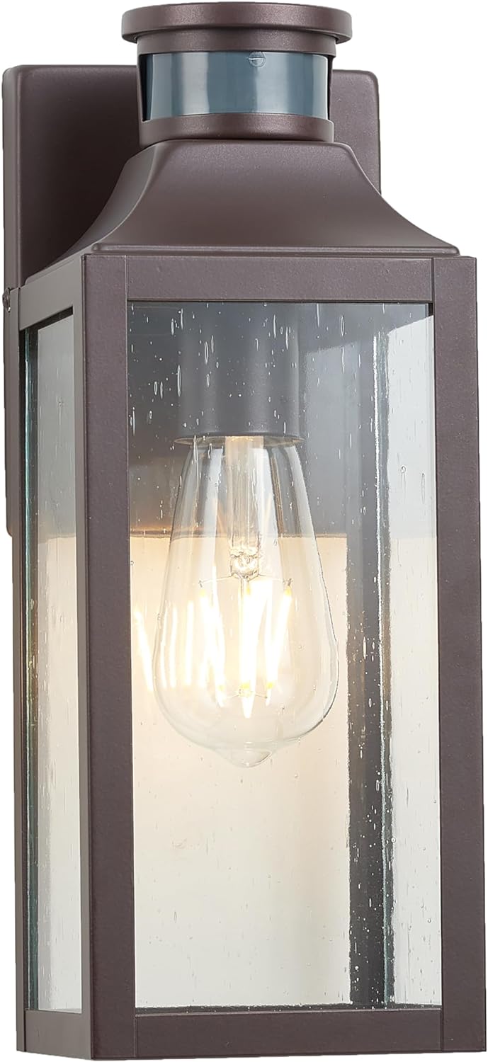 MICSIU Motion Sensor Outdoor Wall Light Fixture, 12.75 Inch Oil Rubbed Bronze Ex...