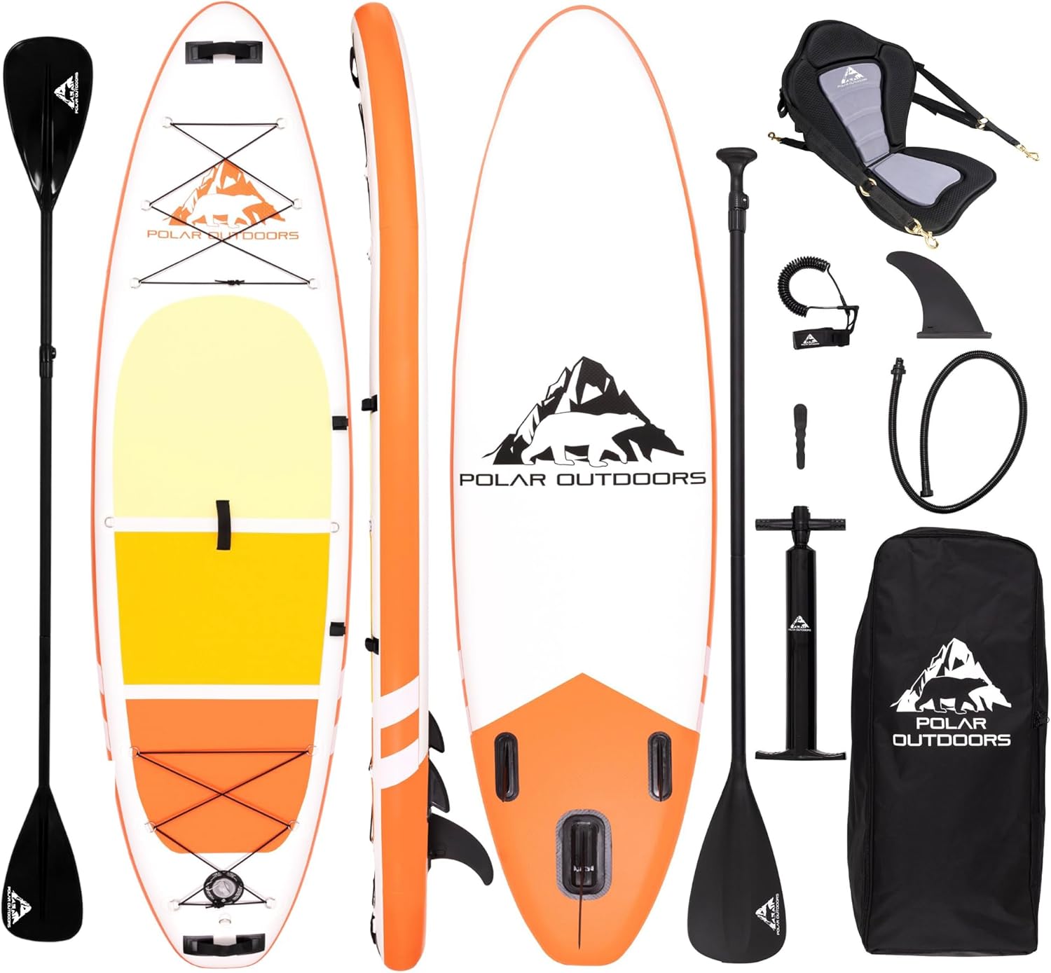 Polar Outdoors by Roc Inflatable Stand Up Paddle Board with Premium SUP Paddle B...