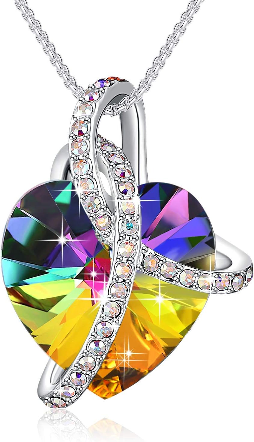 PLATO H Heart Pendant Necklace, Infinity Wrap Crystal Charm, Elegant Gift for Wo...