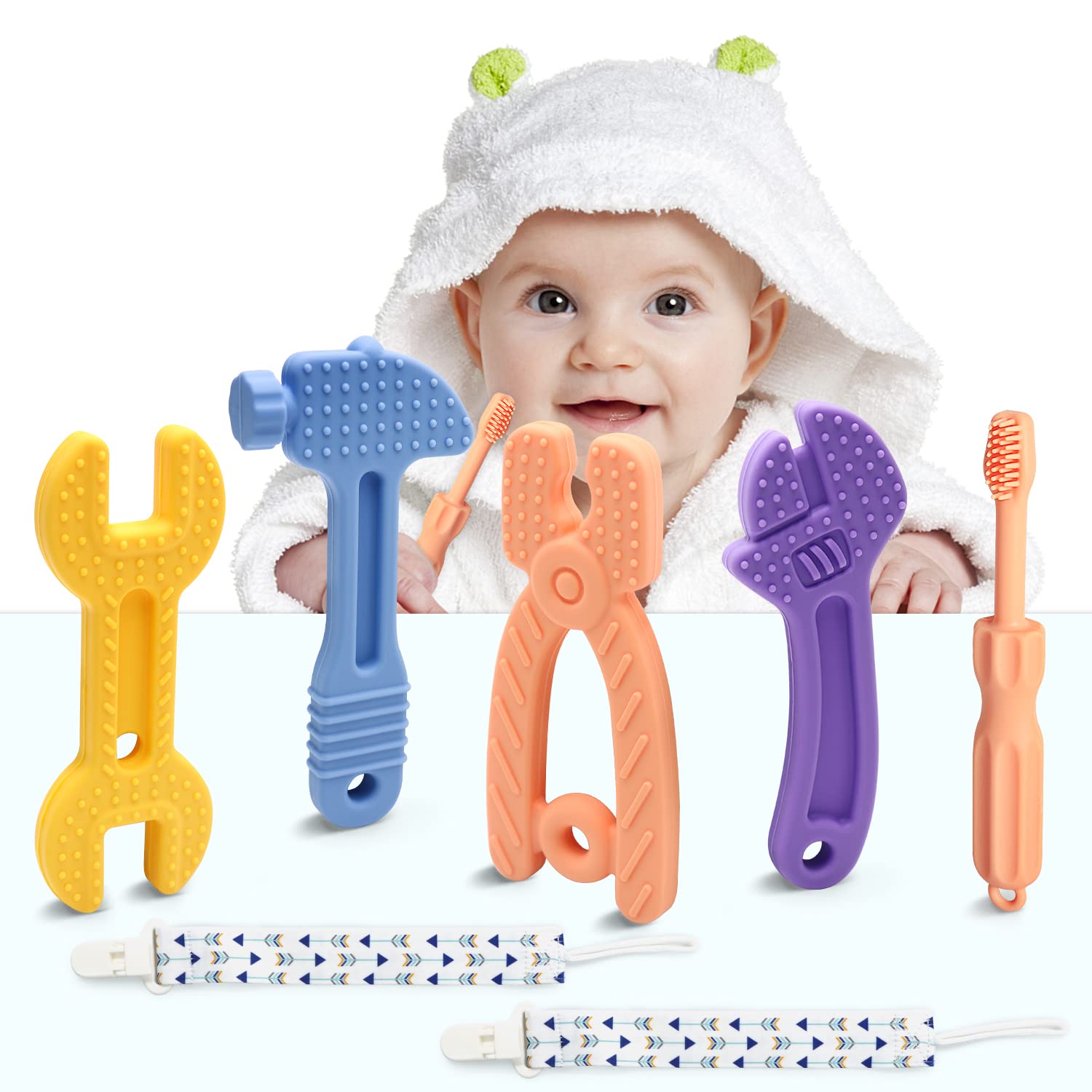 Baby Teething Toys,Teething Toys for 0-6 Months BPA Free Silicone Baby Toys Baby...
