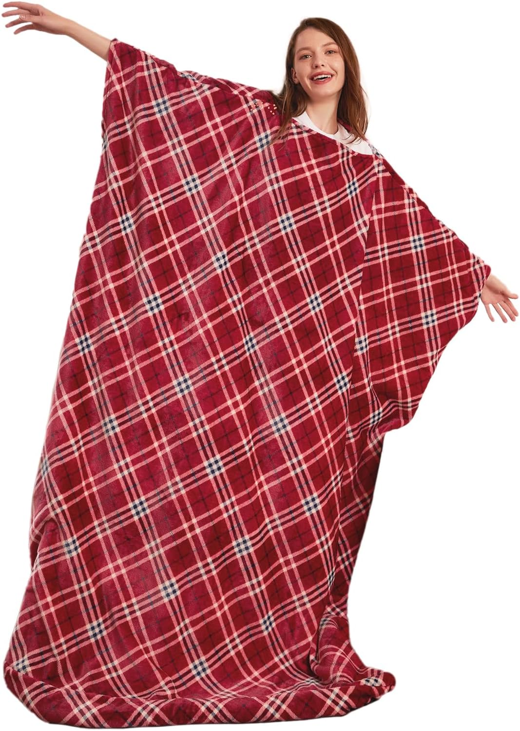 DaysU Micro Flannel Wearable Blanket with Pullover Closure, Sleeves and 17 Inche...