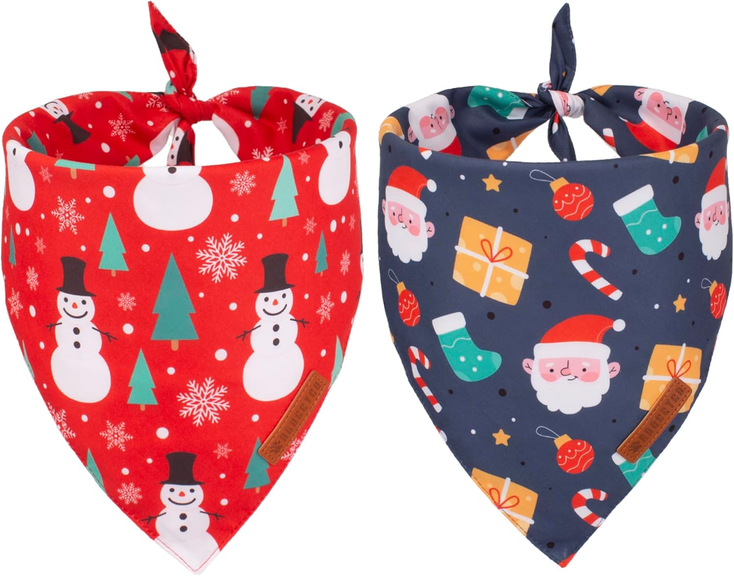 ADOGGYGO Christmas Dog Bandana, Snowman Santa Dog Scarf, Premium Durable Fabric,...