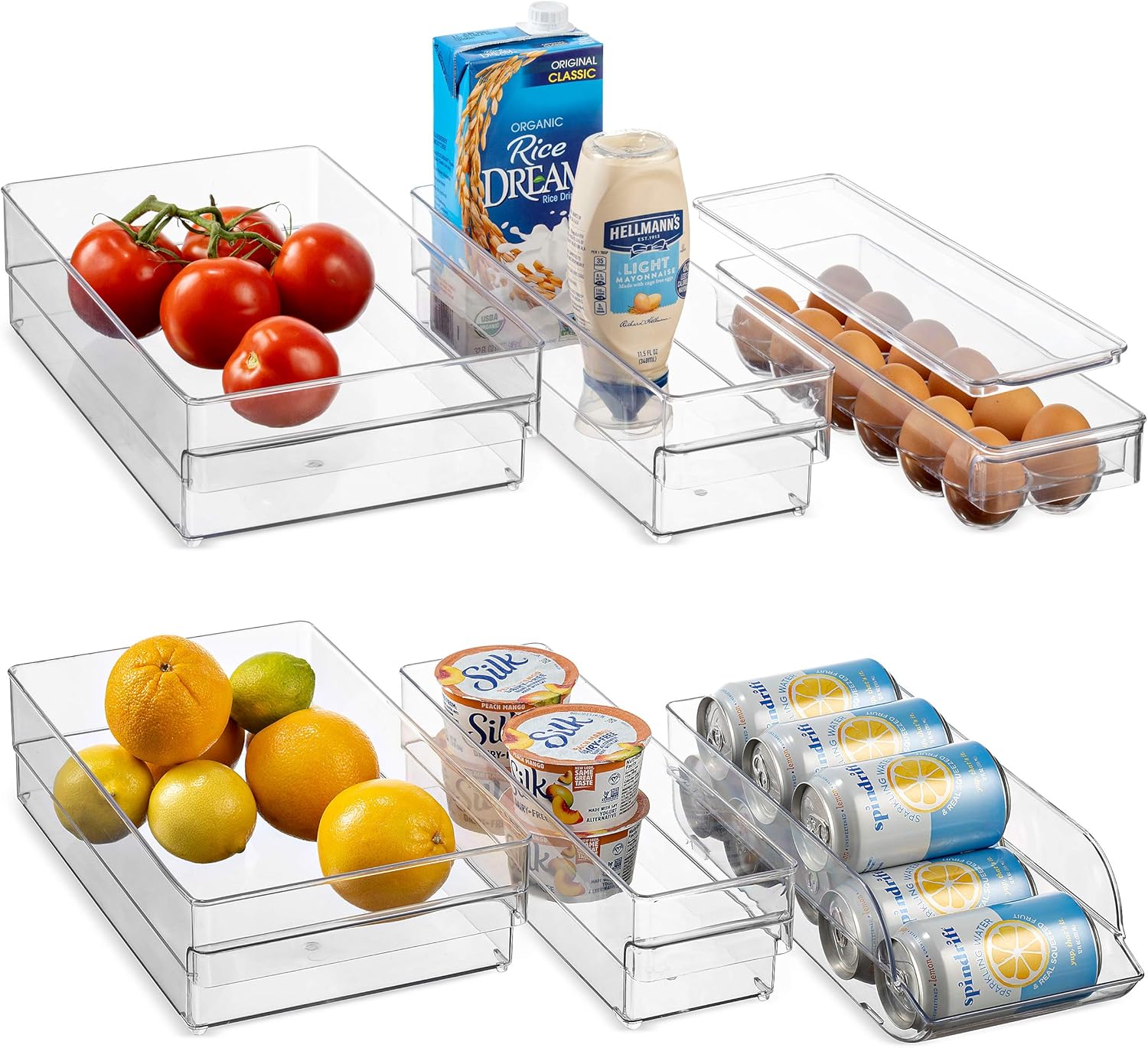 HEAVY DUTY Refrigerator Organizer Bins [Set of 6] Freezer & Fridge Bins, Neat Or...