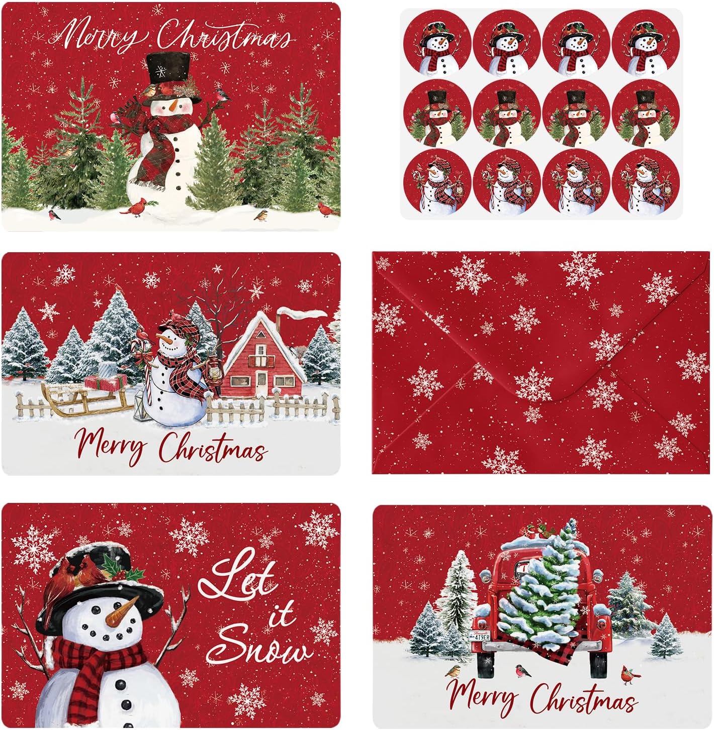 Artoid Mode 36 Pack Merry Christmas Thank You Cards Bird Snowman Truck Xmas Tree...