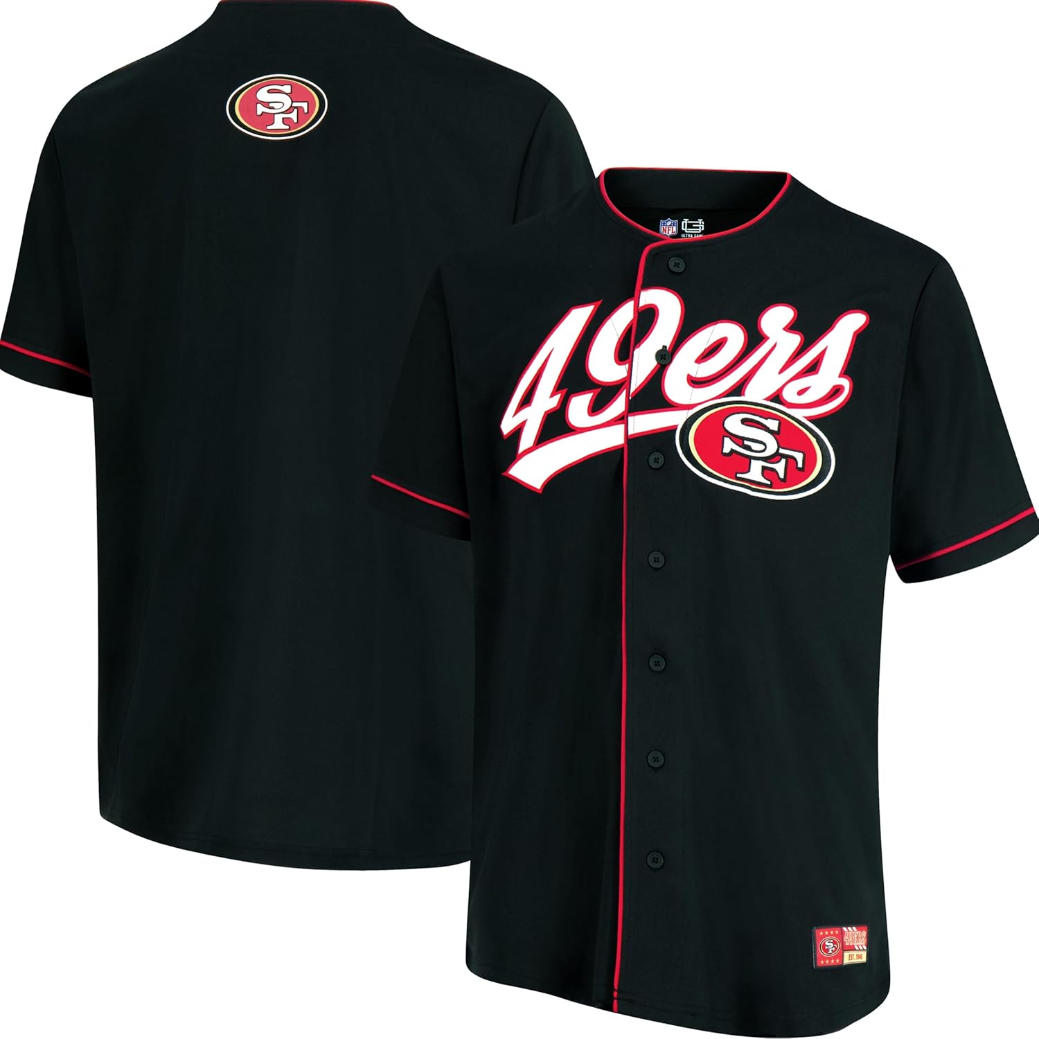 Ultra Game NFL Mens Game Day Button Down Baseball Mesh Jersey Shirt San Francisc...
