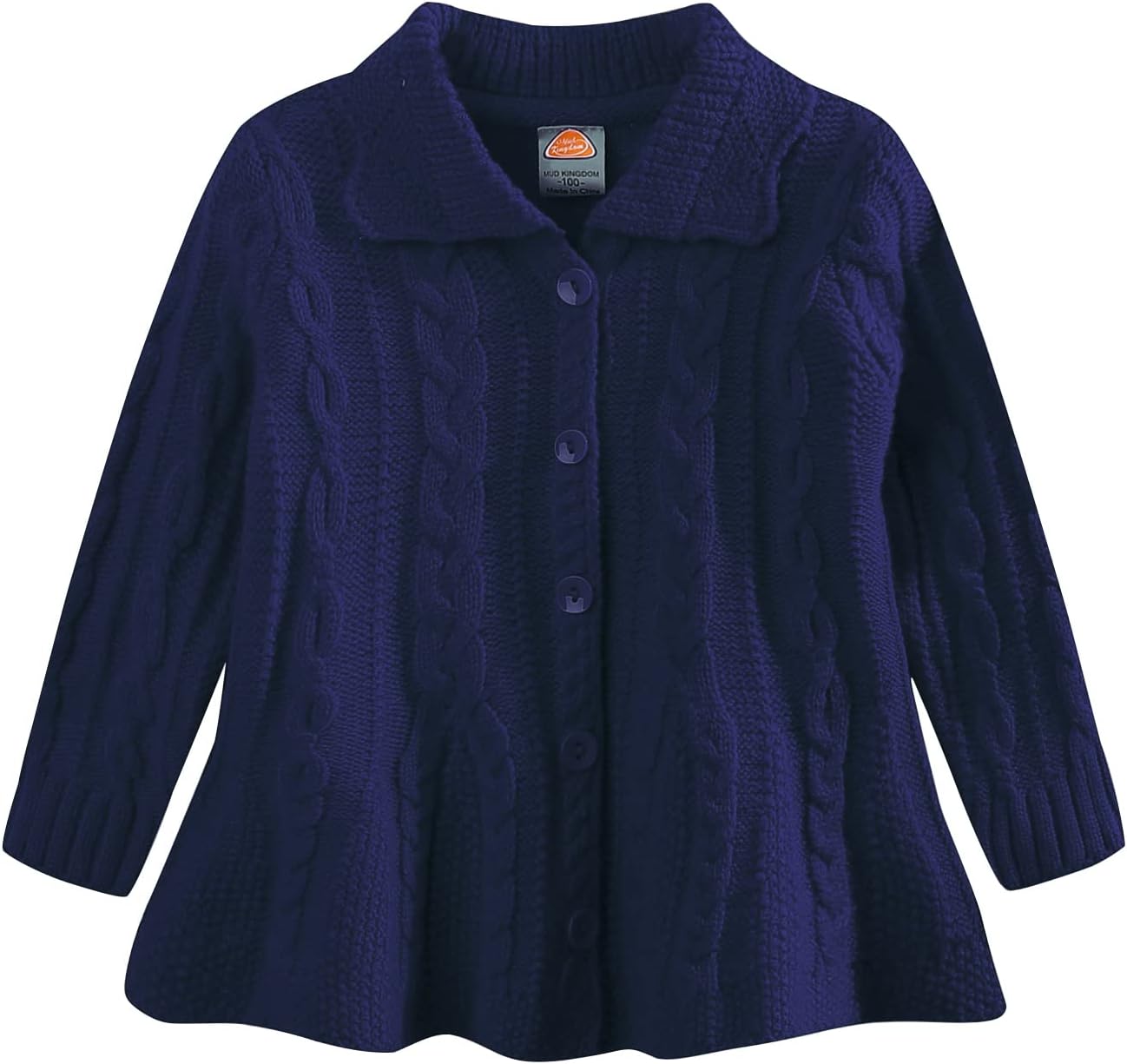 Mud Kingdom Girls Cardigan Sweaters Button Up 10 Navy Blue