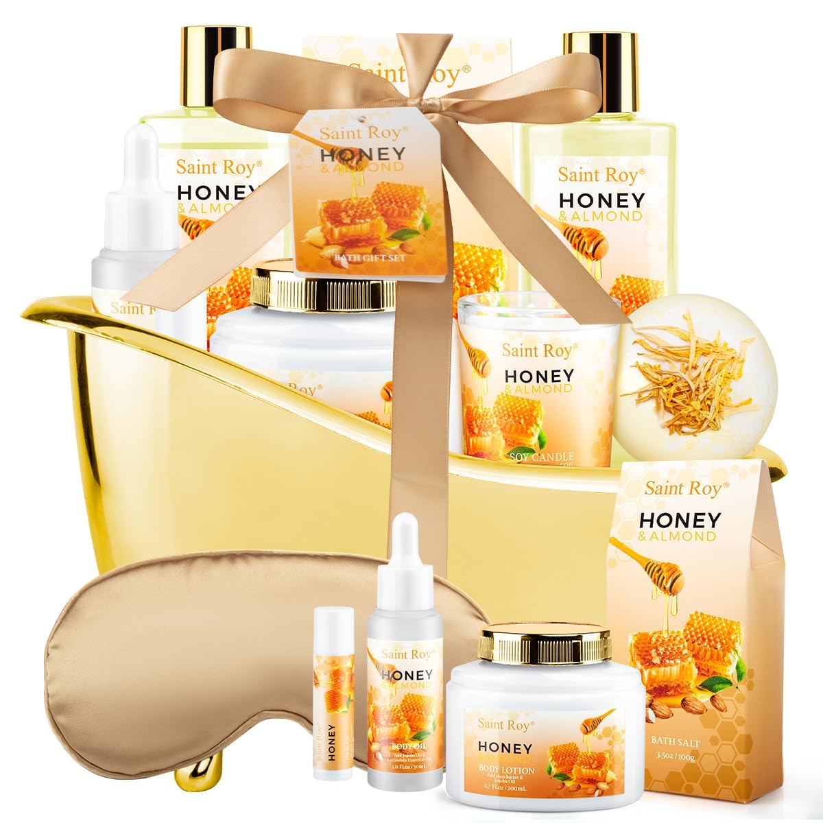 Spa Gift Basket, Honey Almond Spa Basket Bath and Body Set Includes Shower Gel,...