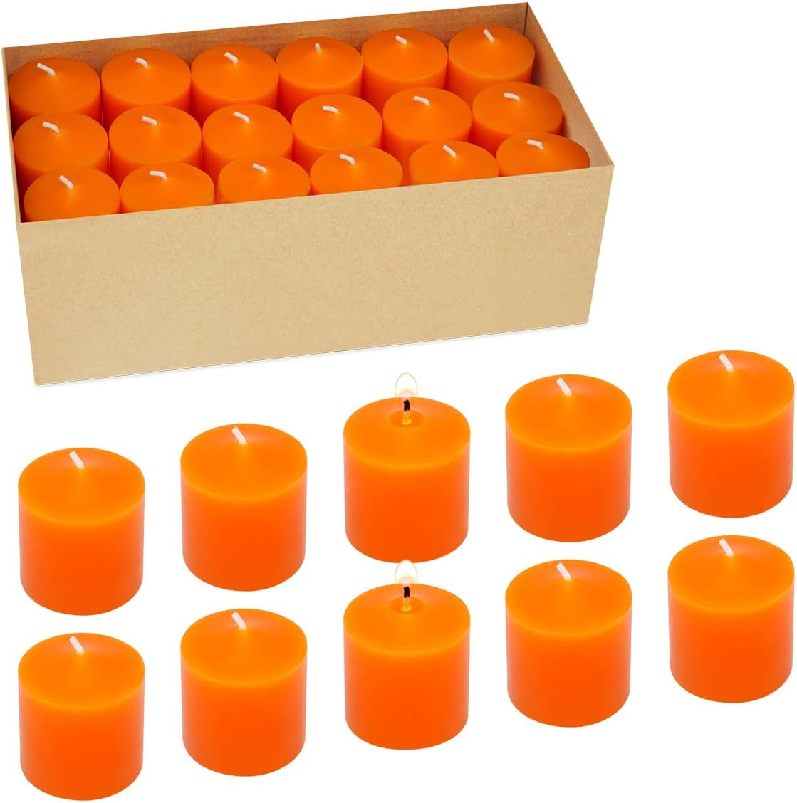 10 Hour Orange Votive Candles for Weddings Party Halloween Fall and Emergency, S...