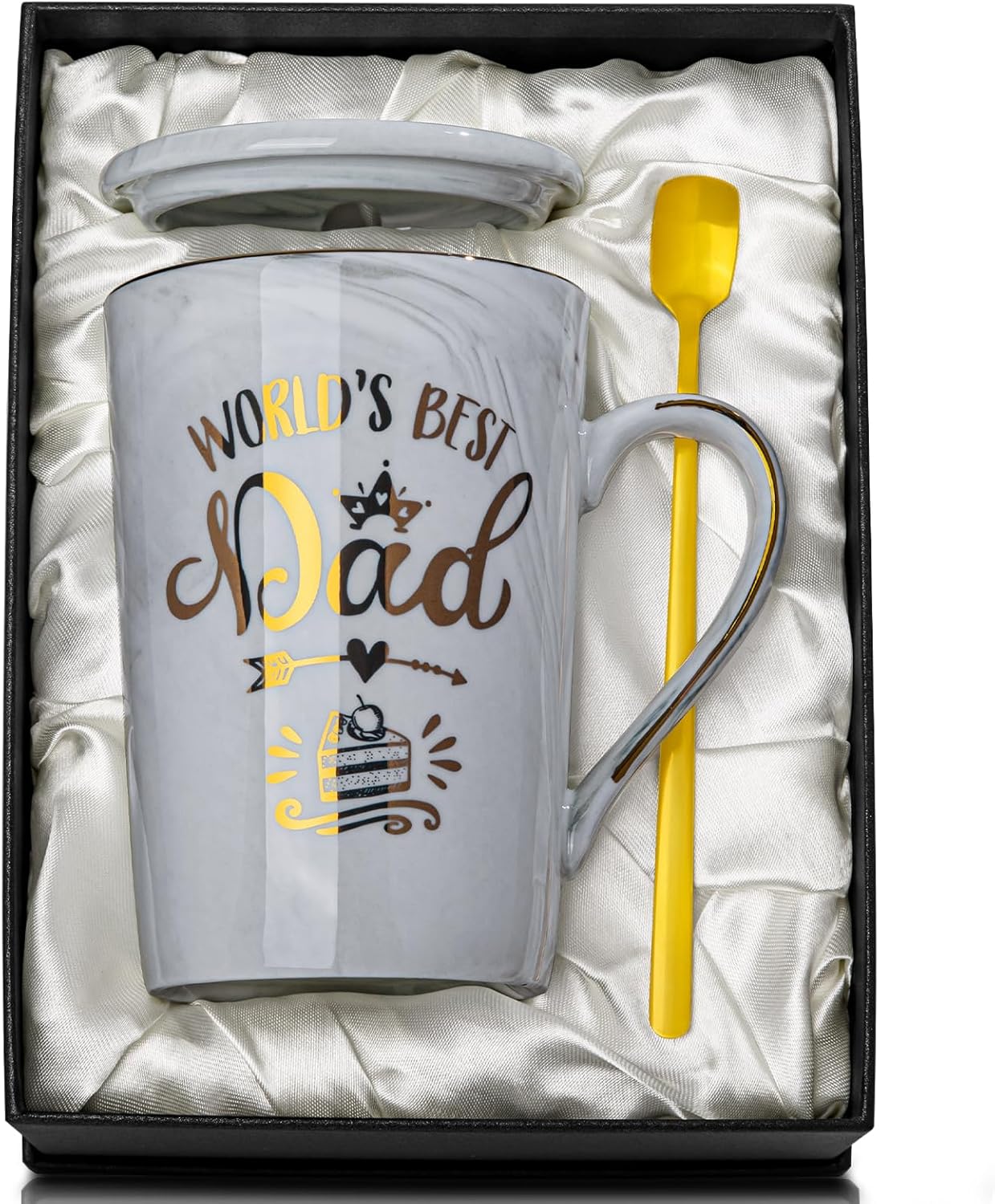 Christmas Birthday Gifts for Dad - Worlds Best Dad Mug - 14Oz Grey Marble Coffee...