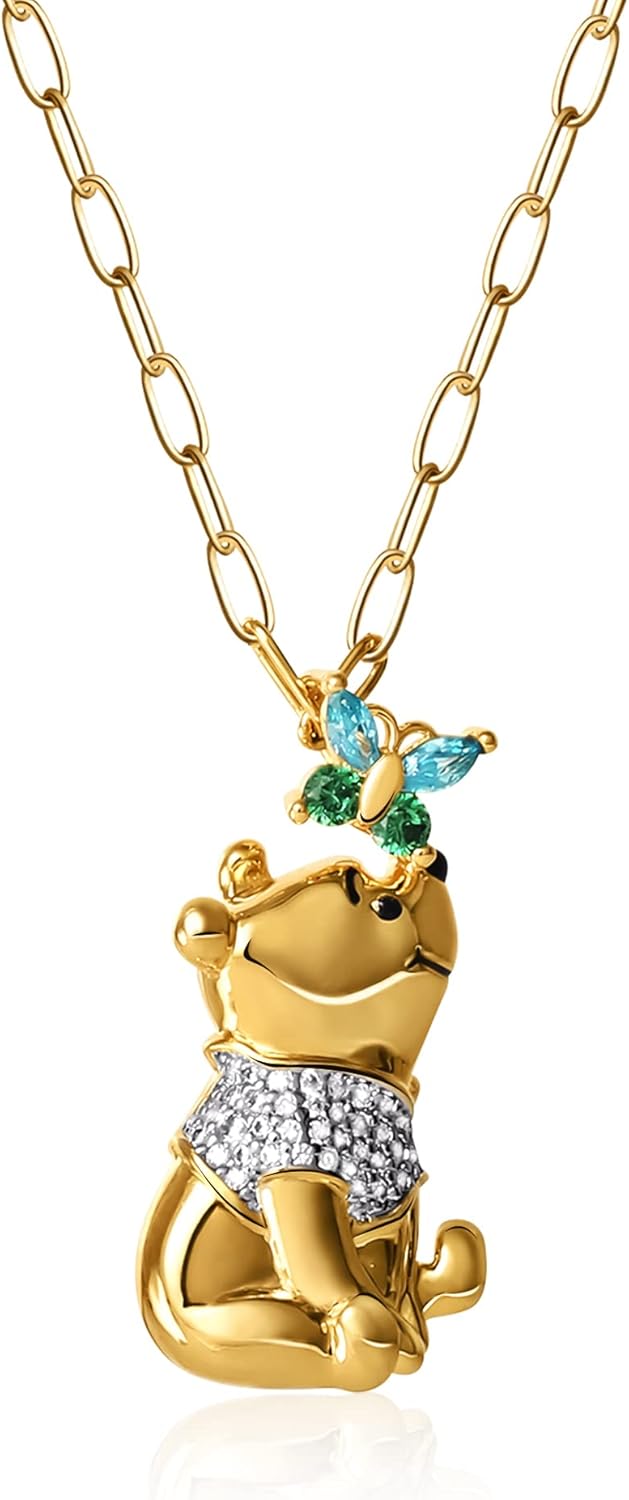 Disney Necklace - Yellow Gold Flash Plated Sterling Silver Necklace - 18-inch Ch...