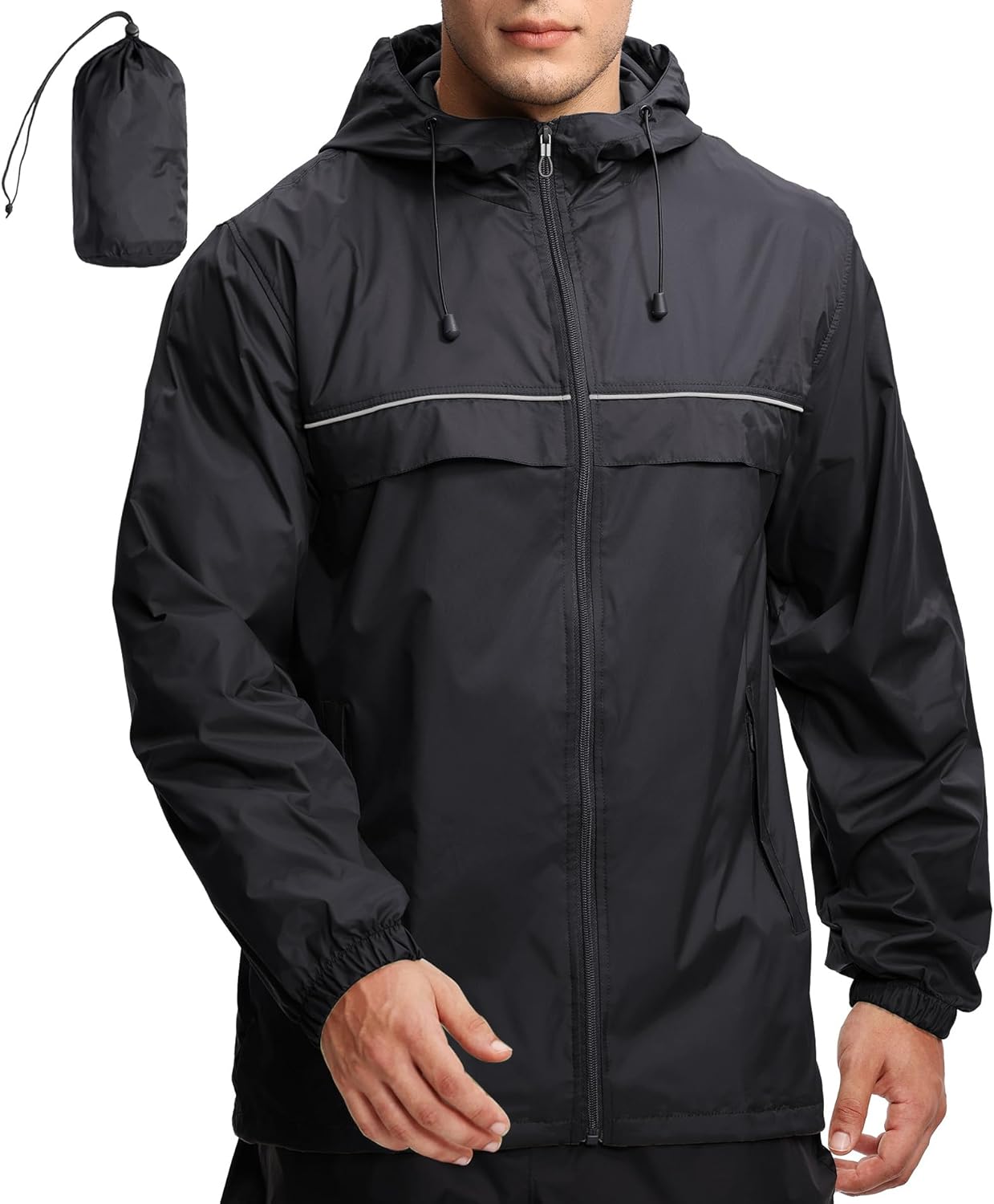 GEEK LIGHTING Men's Waterproof Hooded Rain Jacket, Lightweight Raincoat for Outd...