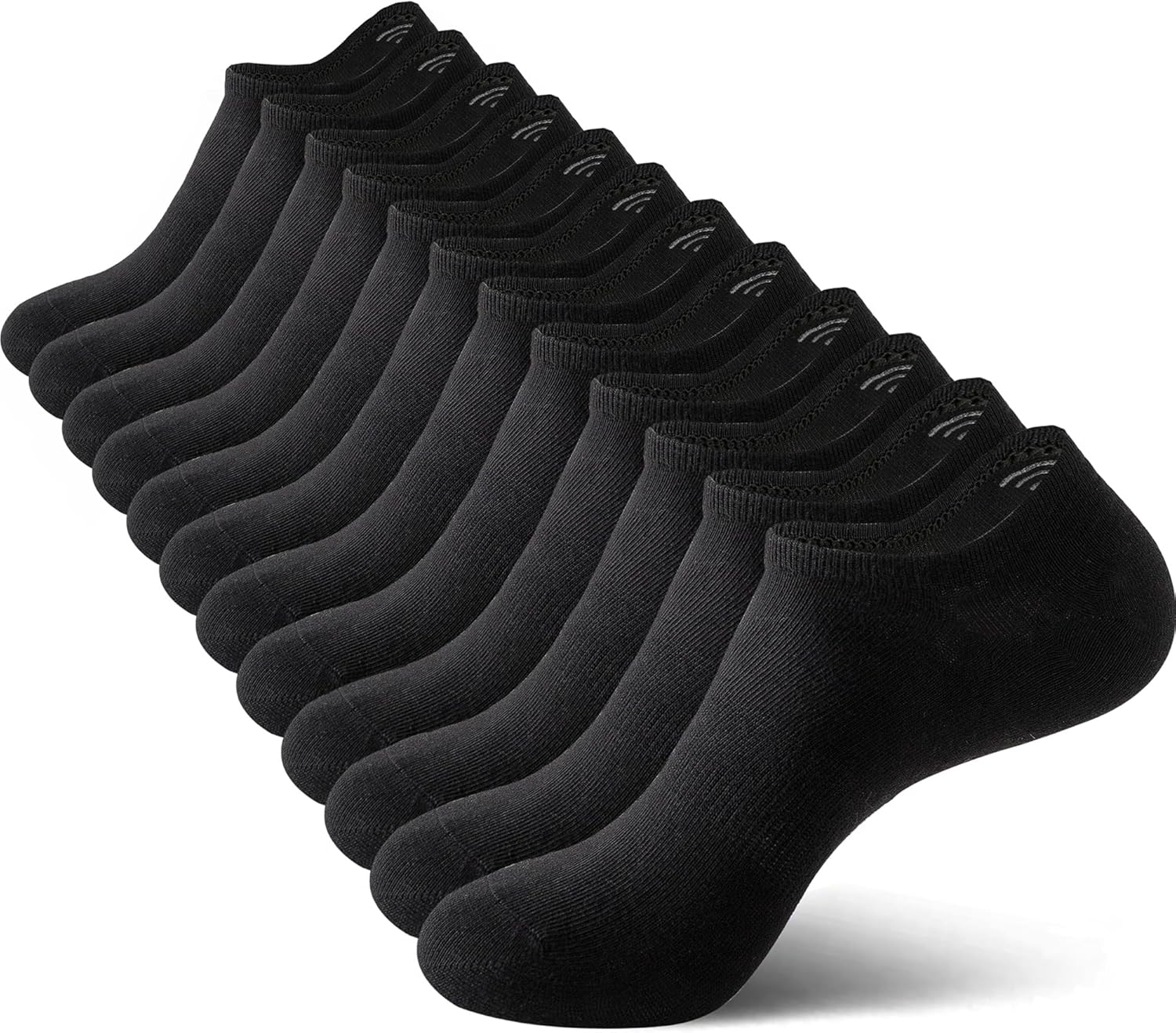 No Show Men Socks Low Cut Non Slip Cotton Invisible Sock 6 Pairs 11-13 V-black05...