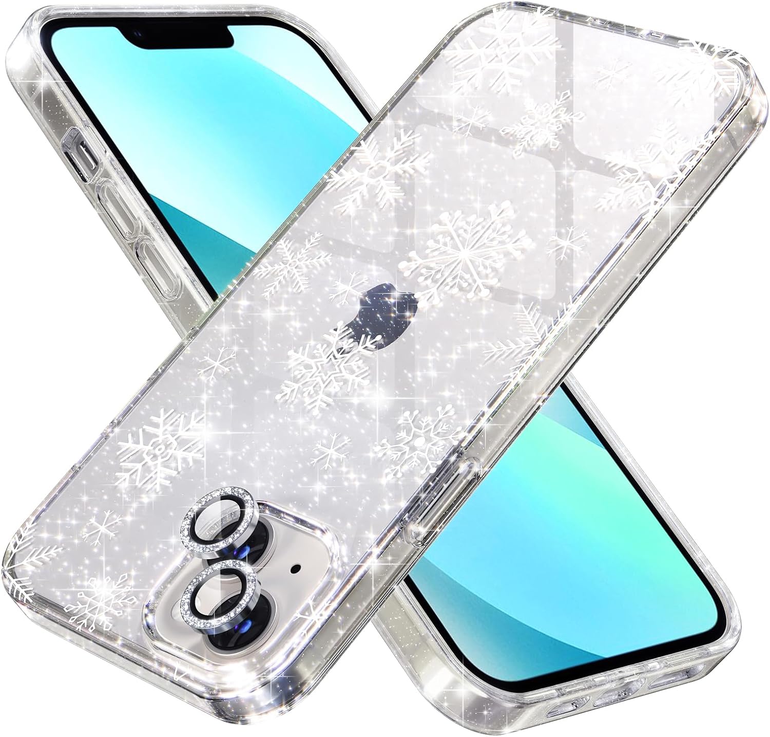 Choiche for Christmas iPhone 14 Case Cute, Women Clear Glitter Bling Sparkly Cas...