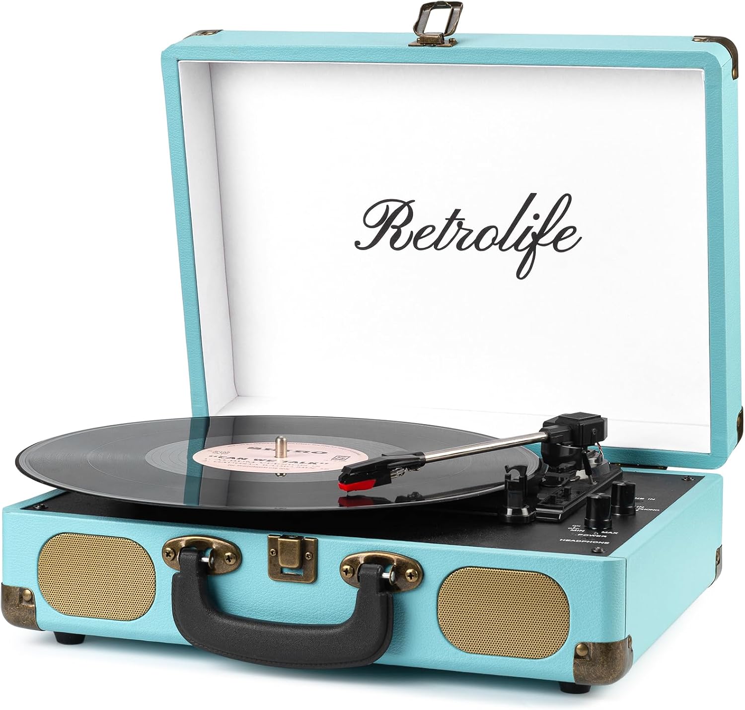 Record Player with Speakers 3-Speed Bluetooth Suitcase Portable Vinyl Record Pla...